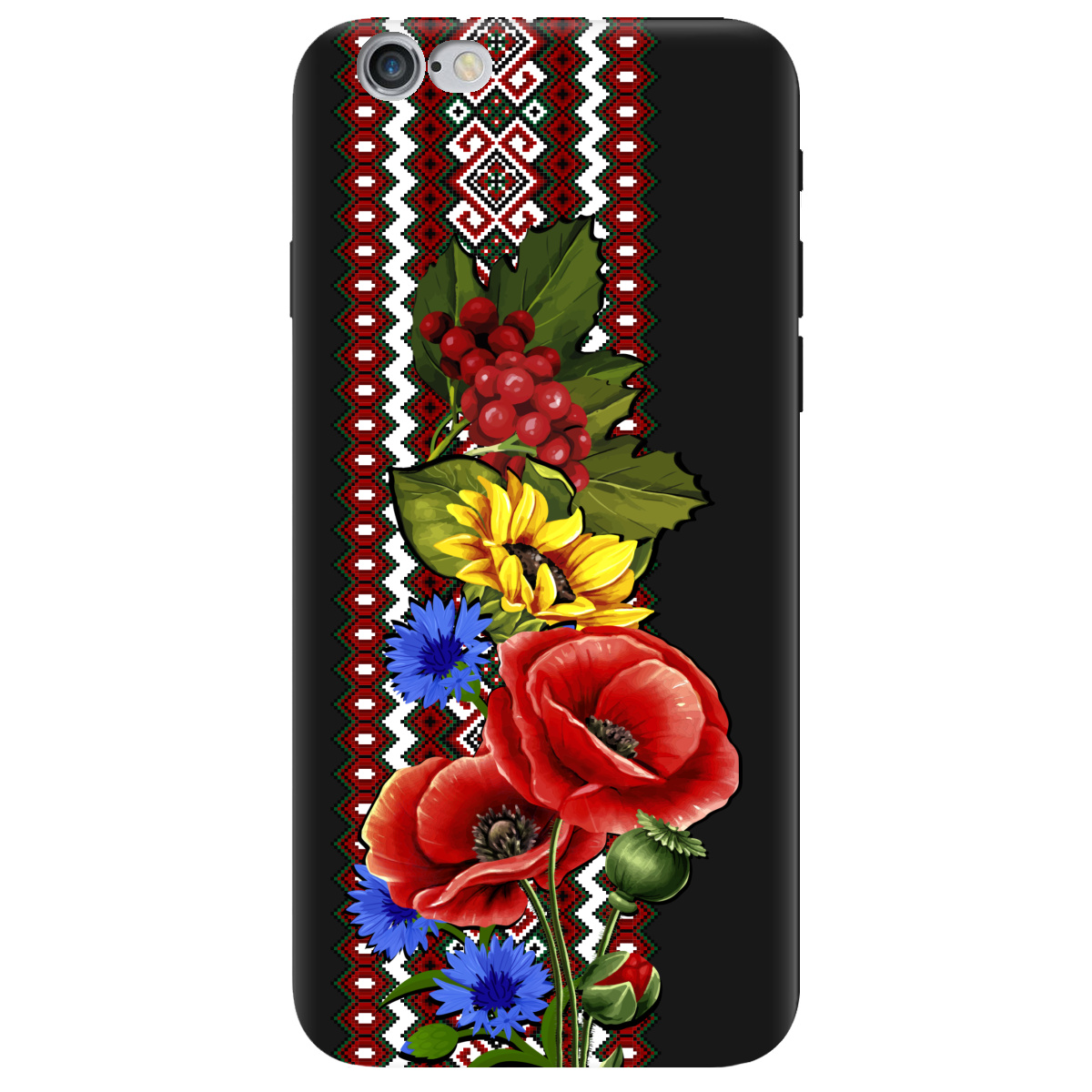 Чохол для Apple iPhone 6/6S чорний матовий soft touch Ukraine ornament - фото 1 - Чохли для телефонів