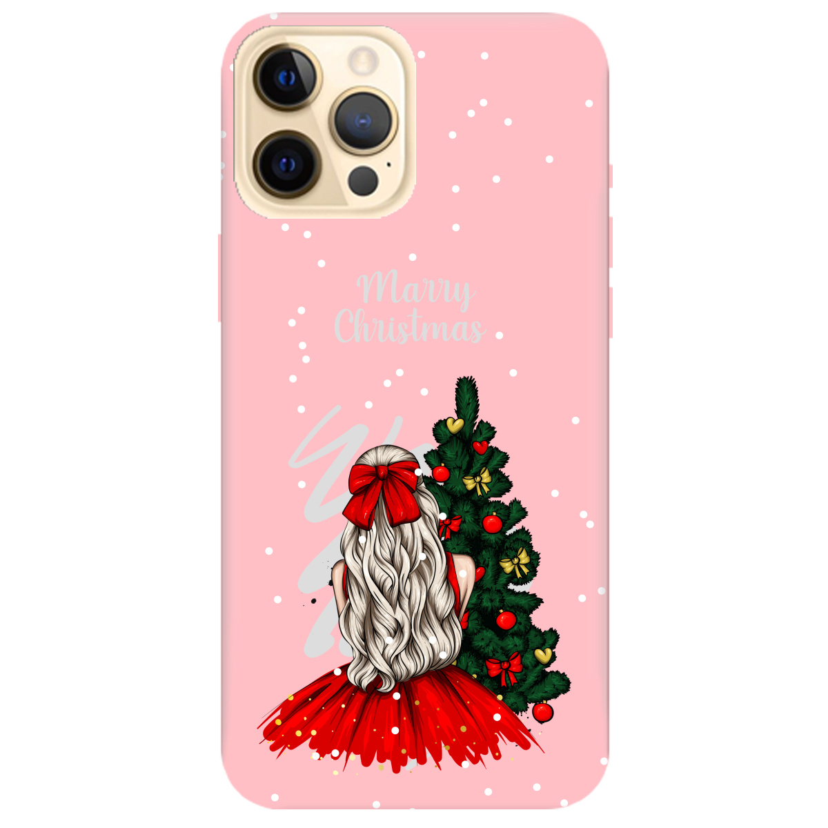 Чохол для Apple iPhone 12 Pro ніжно-рожевий матовий soft touch Beautiful christmas - фото 1 - Чохли для телефонів
