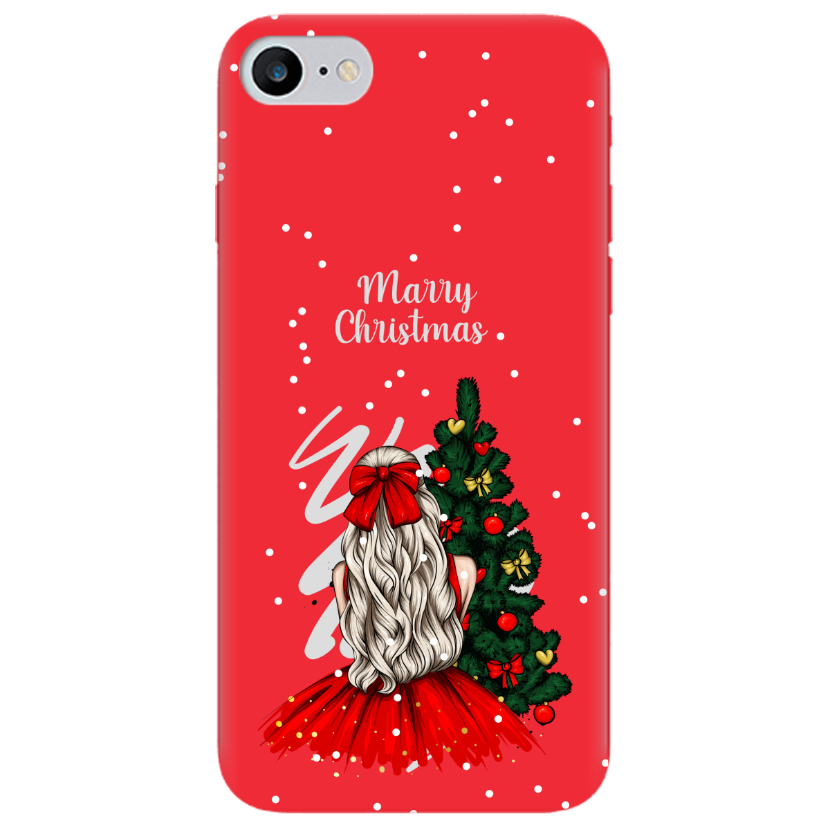 Чохол для Apple iPhone SE 2020 яскраво-червоний матовий soft touch Beautiful christmas - фото 1 - Чохли для телефонів