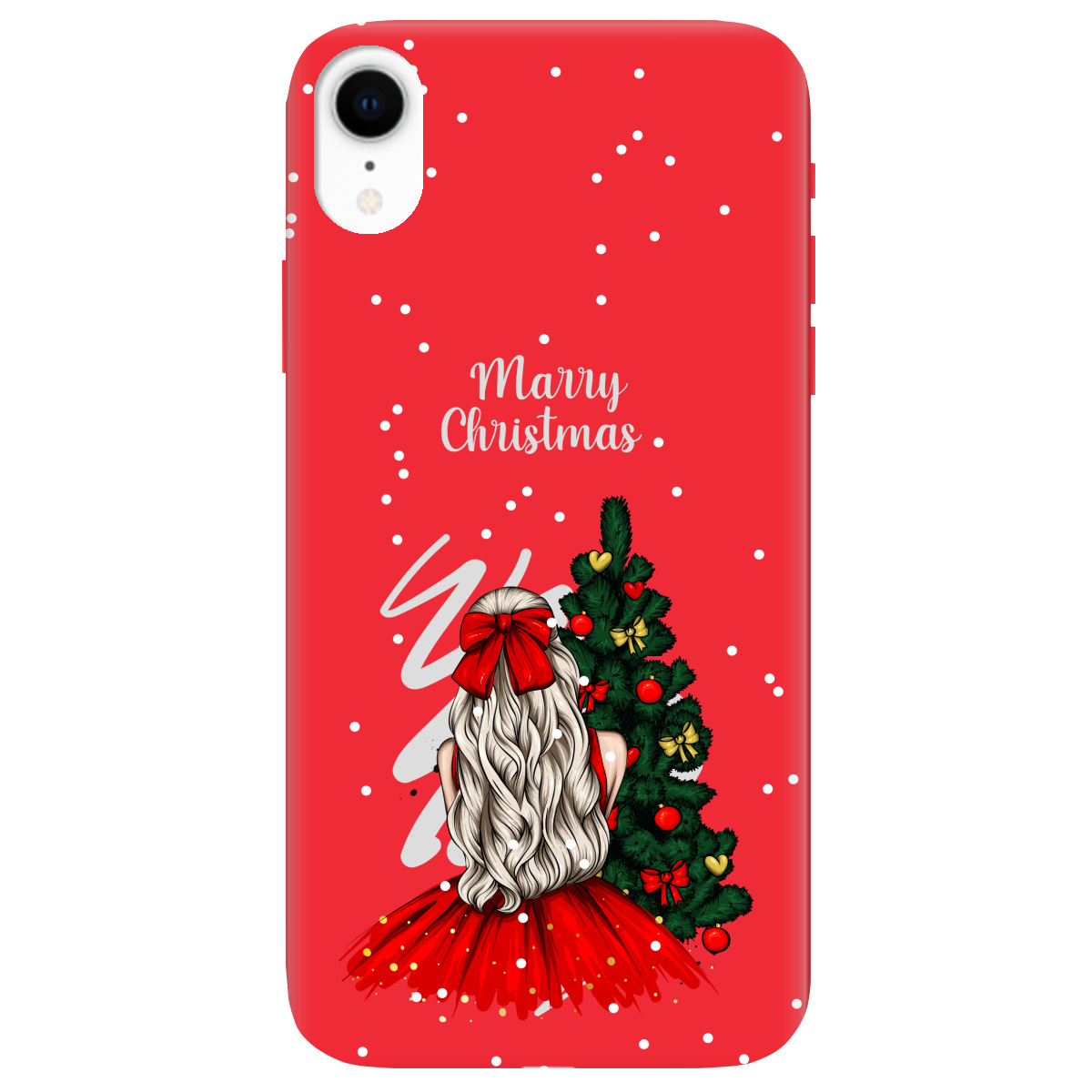 Чехол для Apple iPhone XR ярко-красный матовый soft touch Beautiful christmas - фото 1 Чехол для Apple iPhone XR ярко-красный матовый soft touch Beautiful christmas - фото 1 - Чехлы для телефонов
