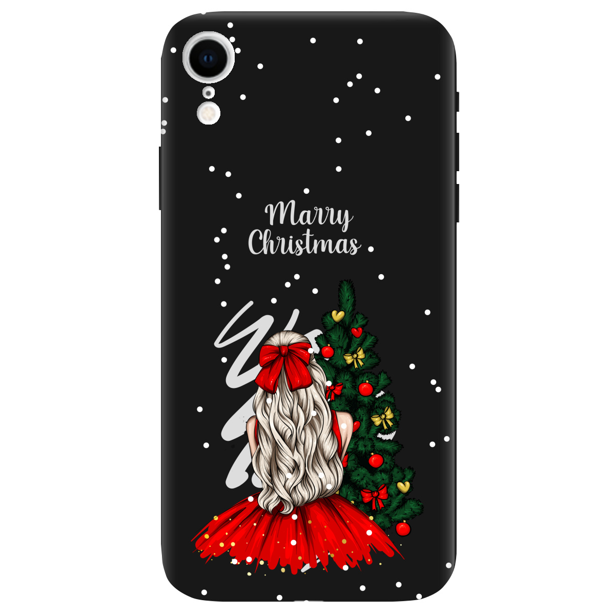 Чохол для Apple iPhone XR чорний матовий soft touch Beautiful christmas - фото 1 - Чохли для телефонів