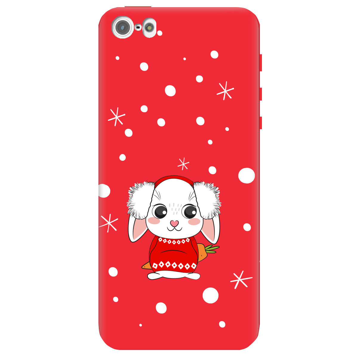Чехол для Apple iPhone 5 / 5S ярко-красный матовый soft touch My bunny - фото 1 - Чехлы для телефонов