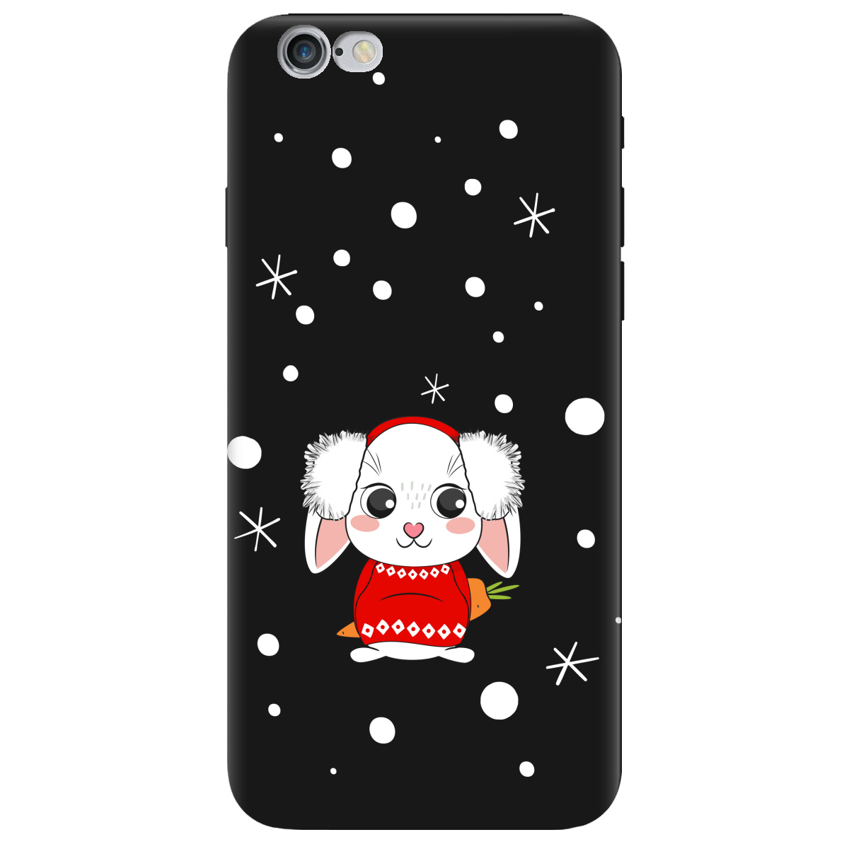 Чохол для Apple iPhone 6/6S чорний матовий soft touch My bunny - фото 1 - Чохли для телефонів