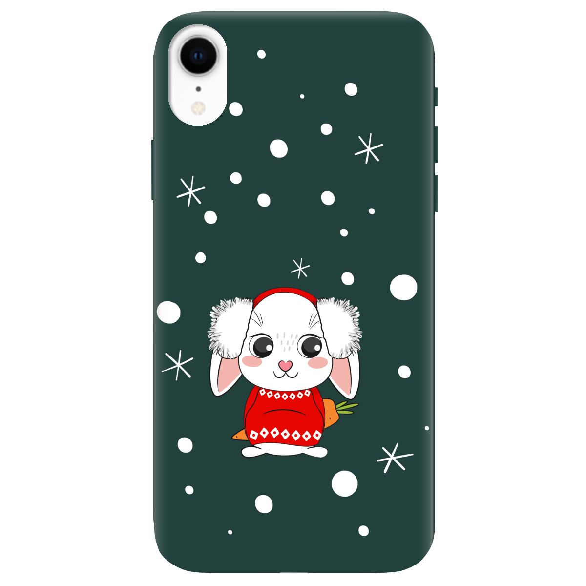 Чохол для Apple iPhone XR темно-зелений матовий soft touch My bunny - фото 1 - Чохли для телефонів