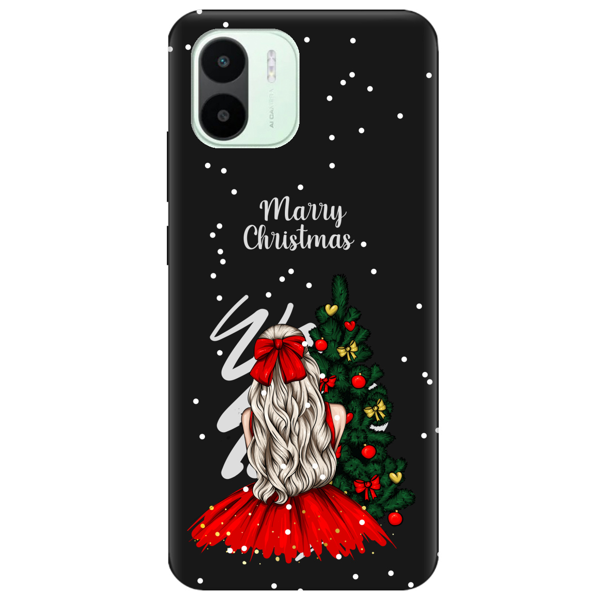 Чехол для Xiaomi Redmi A2 черный матовый soft touch Beautiful christmas - фото 1 - Чехлы для телефонов