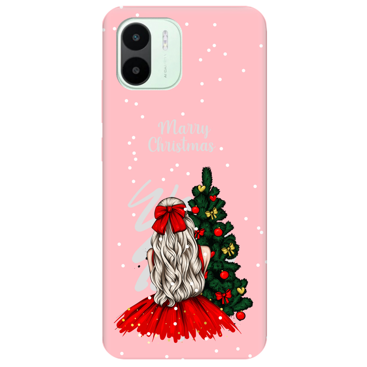 Чохол для Xiaomi Redmi A2 ніжно-рожевий матовий soft touch Beautiful christmas - фото 1 - Чохли для телефонів