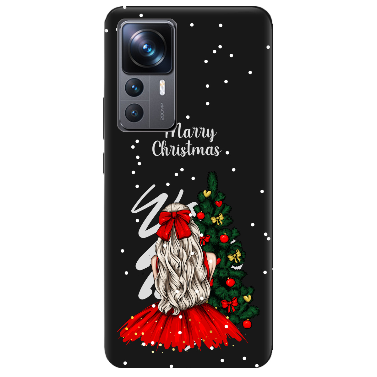 Чехол для Xiaomi 12T черный матовый soft touch Beautiful christmas - фото 1 - Чехлы для телефонов