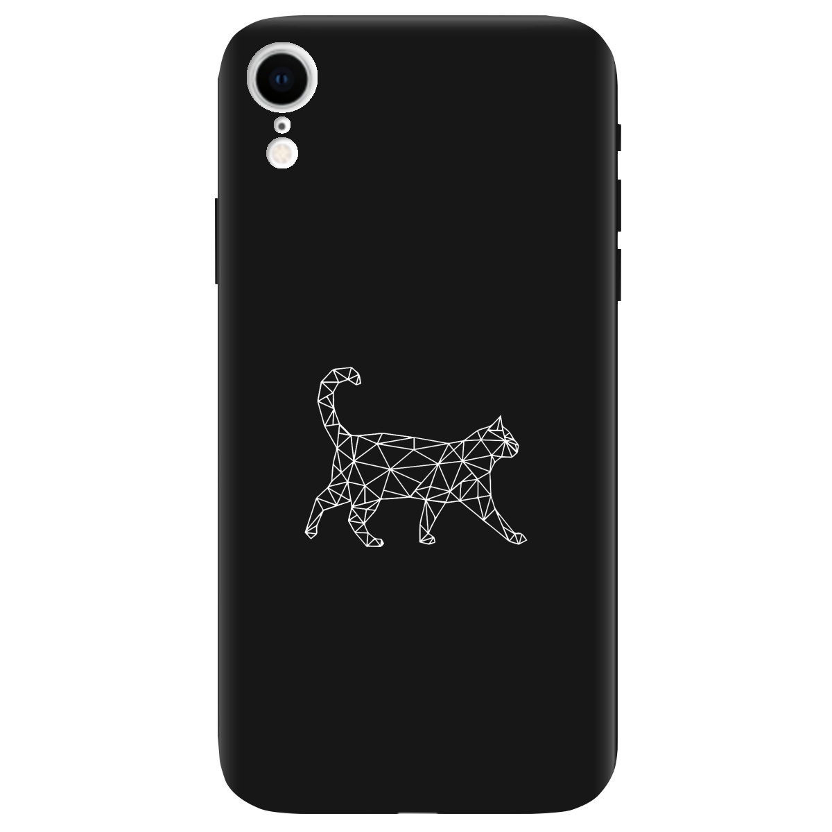 Чехол для Apple iPhone XR черный матовый soft touch White cat - фото 1 - Чехлы для телефонов