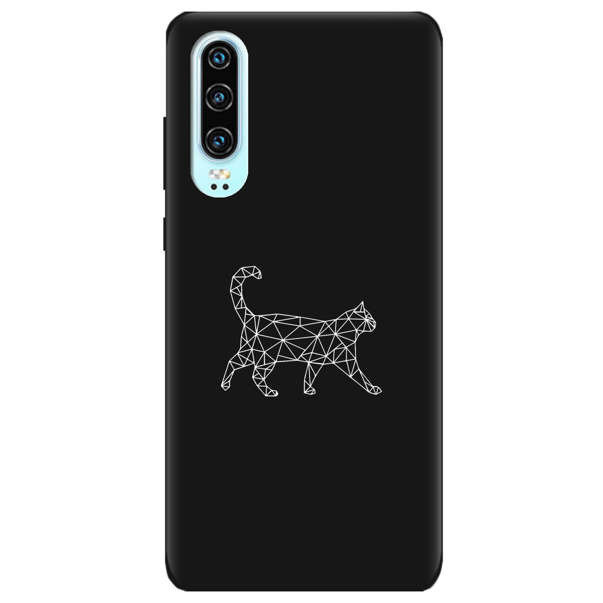 Чехол для Huawei P30 черный матовый soft touch White cat - фото 1 Чехол для Huawei P30 черный матовый soft touch White cat - фото 1 - Чехлы для телефонов