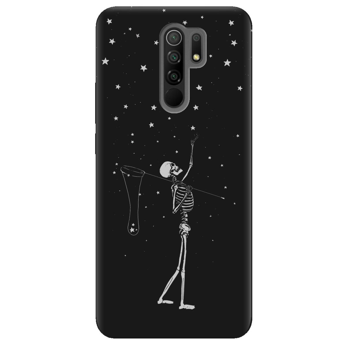 Чохол для Xiaomi Redmi 9 чорний матовий soft touch Stars night - фото 1 - Чохли для телефонів