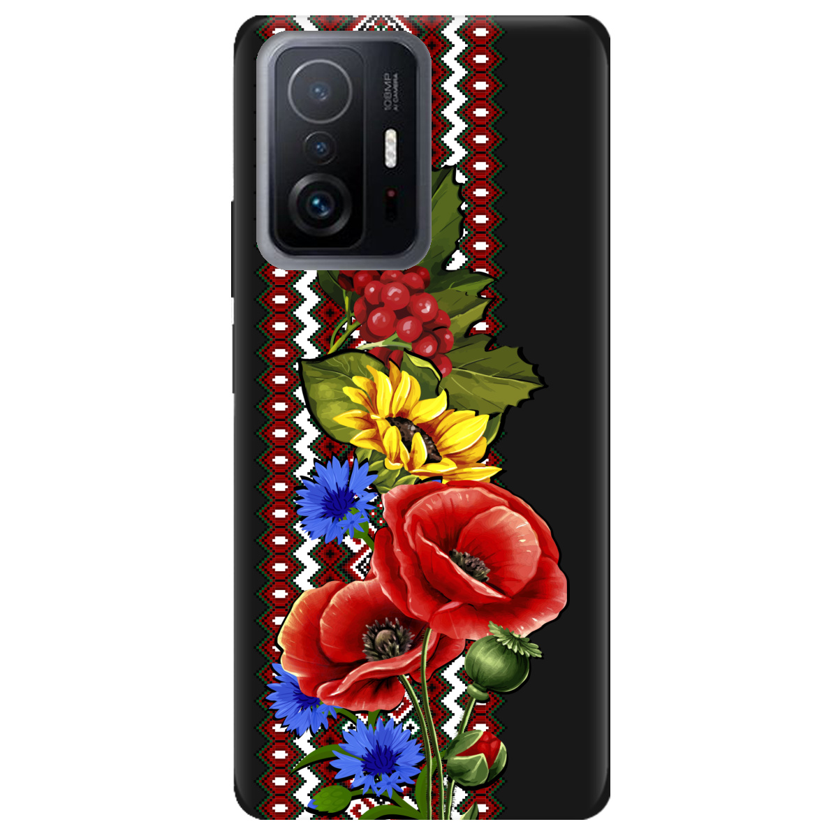 Чохол для Xiaomi 11T чорний матовий soft touch Ukraine ornament - фото 1 Чохол для Xiaomi 11T чорний матовий soft touch Ukraine ornament - фото 1 - Чохли для телефонів