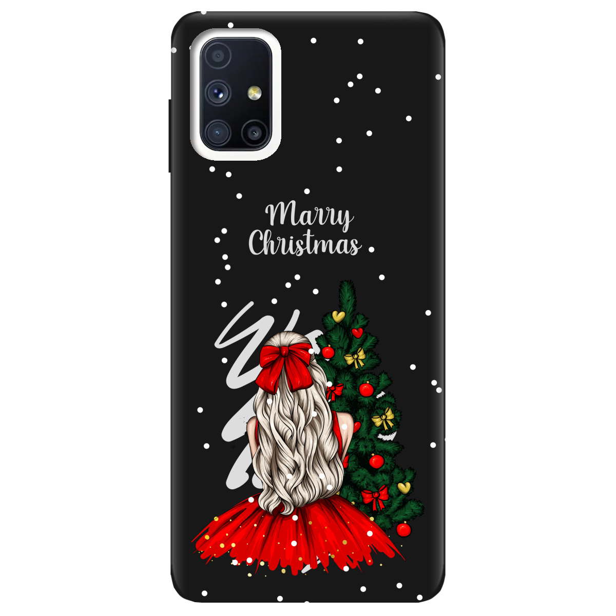 Чехол для Samsung Galaxy M51 черный матовый soft touch Beautiful christmas - фото 1 - Чехлы для телефонов