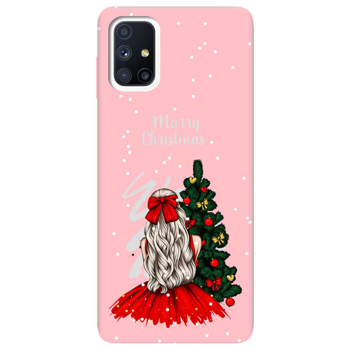 Чехол для Samsung Galaxy M51 нежно-розовый матовый soft touch Beautiful christmas - фото 1 - Чехлы для телефонов
