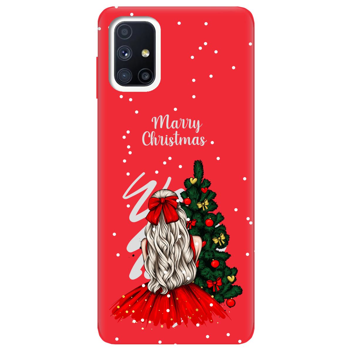 Чехол для Samsung Galaxy M51 ярко-красный матовый soft touch Beautiful christmas - фото 1 - Чехлы для телефонов