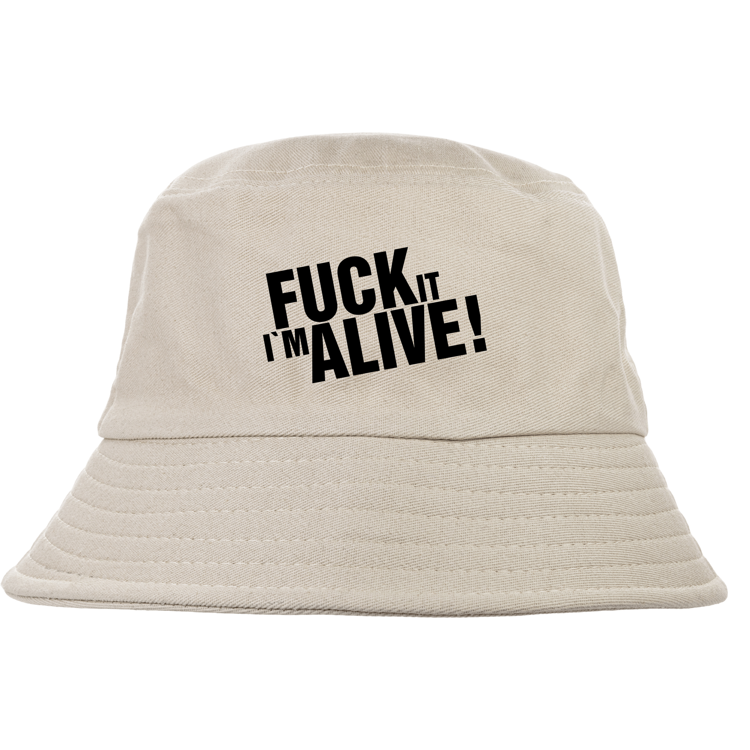 Панама унисекс бежевая Fuck it i`m alive - фото 1 - Кепки, панамы
