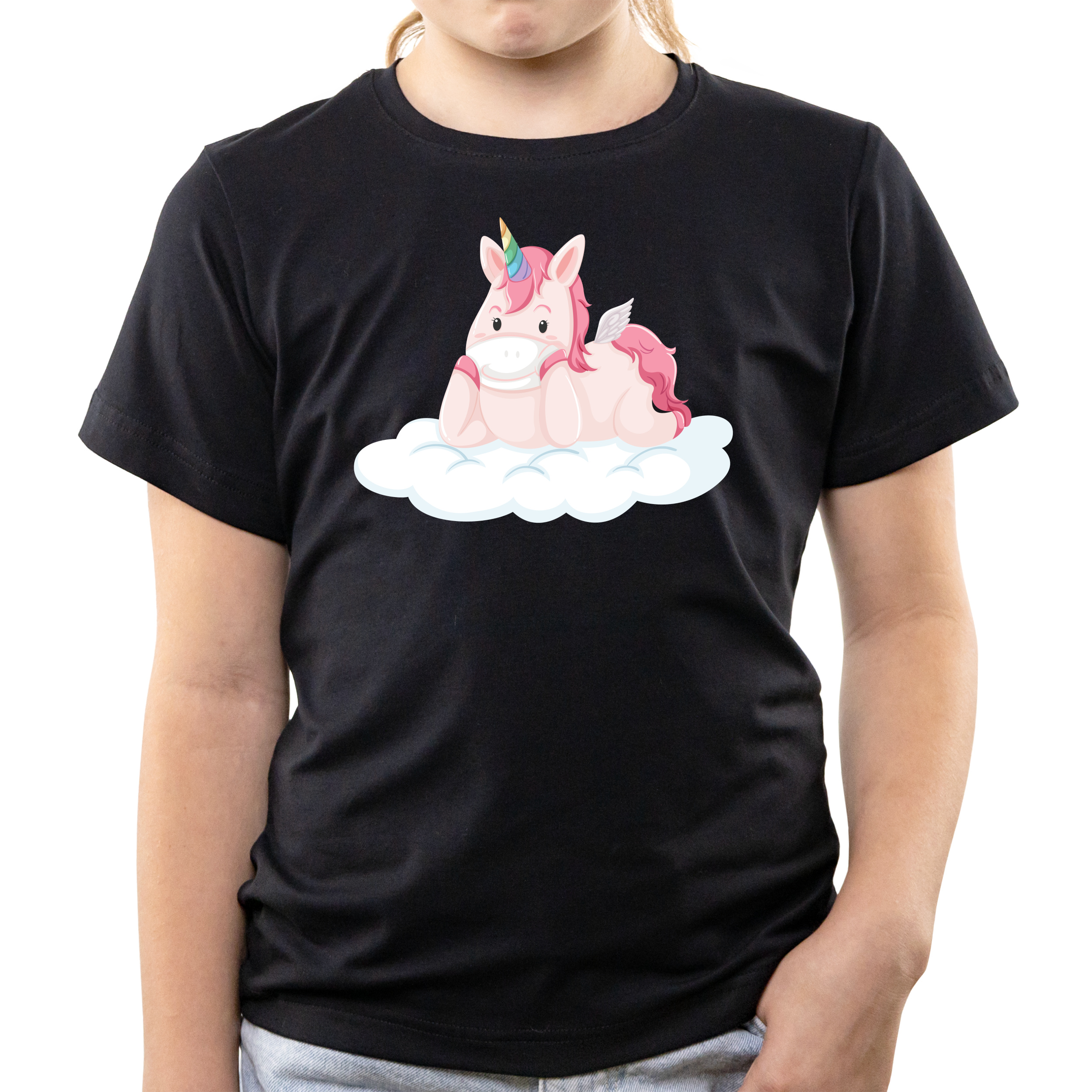 Футболка дитяча чорна бавовна/еластан Unicorn 128 - фото 1 - Футболки