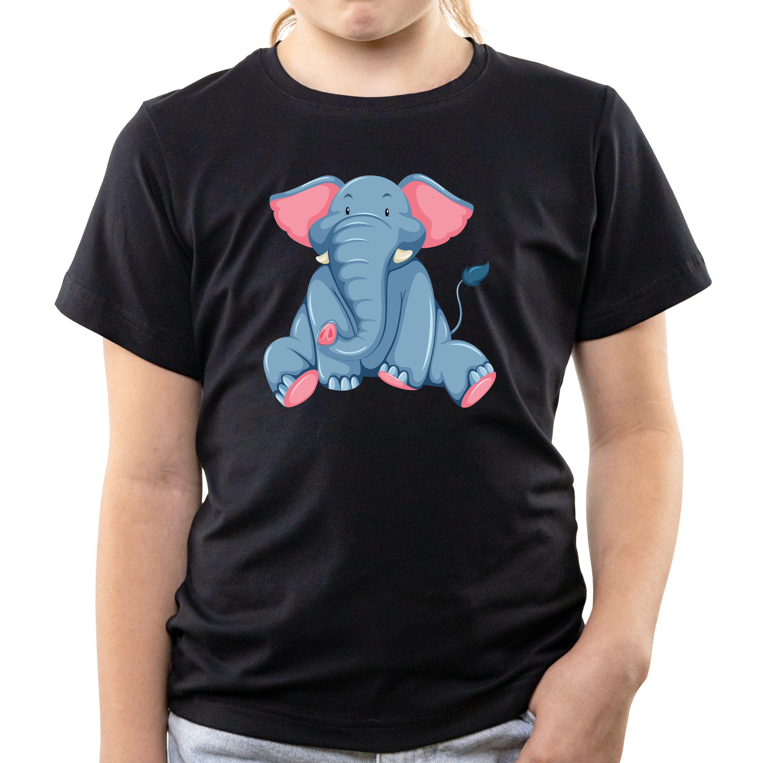 Футболка детская чёрная хлопок/эластан Elephant 152 - фото 1 - Футболки