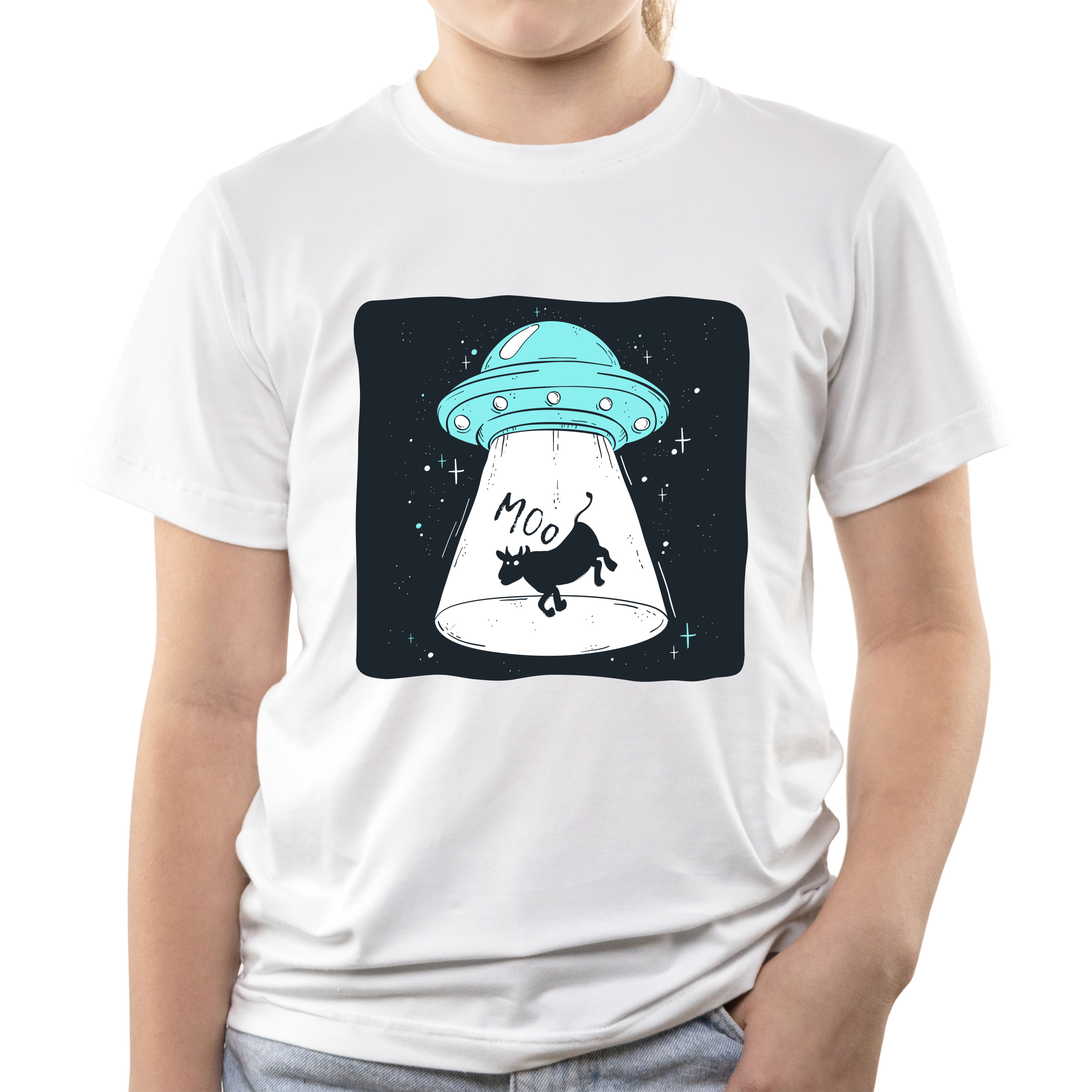 Футболка детская белая хлопок/эластан Alien ship 122 - фото 1 - Футболки