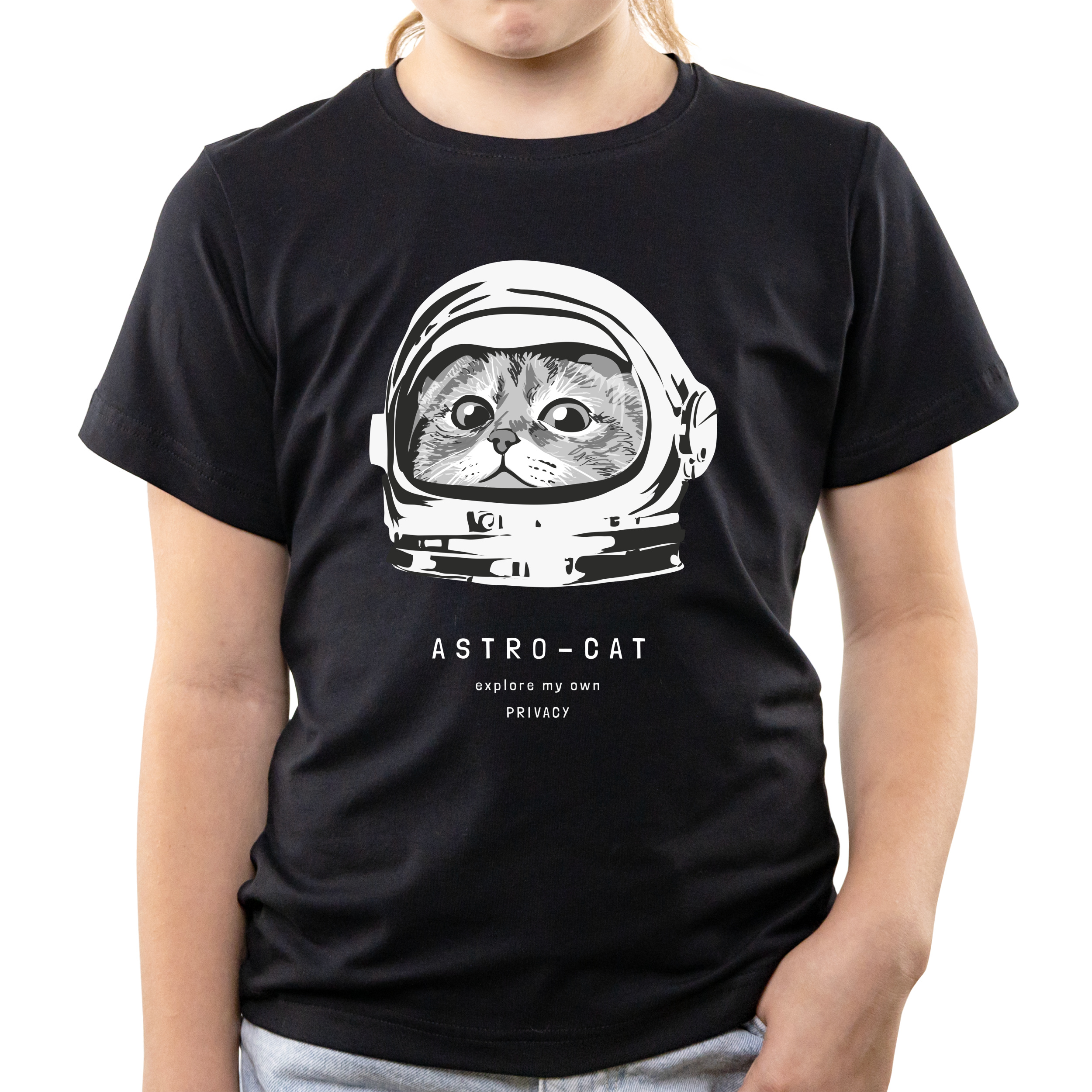 Футболка дитяча чорна бавовна/еластан Astro-Cat 122 - фото 1 - Футболки