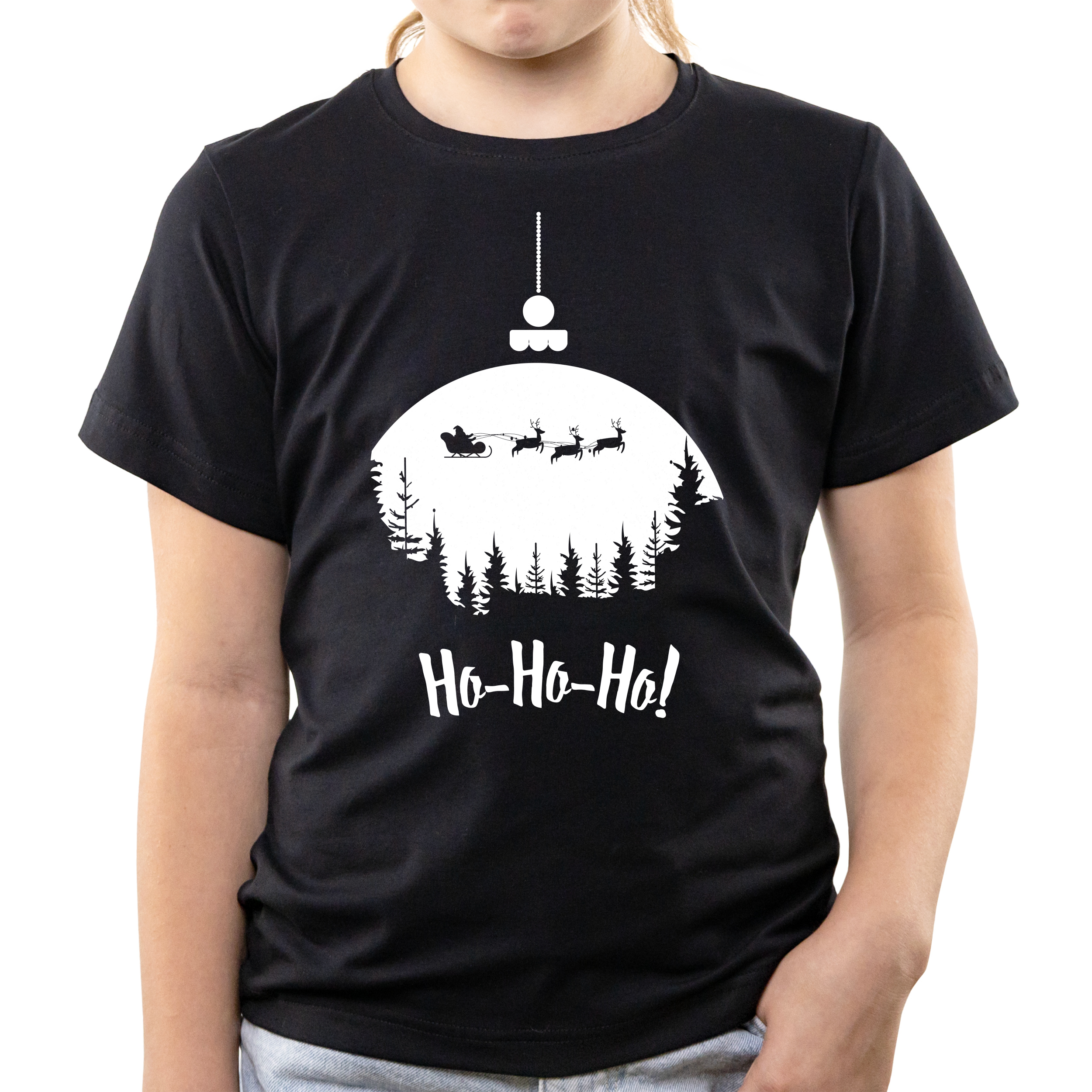Футболка дитяча чорна бавовна/еластан Whire Ho-Ho-Ho 146 - фото 1 - Футболки