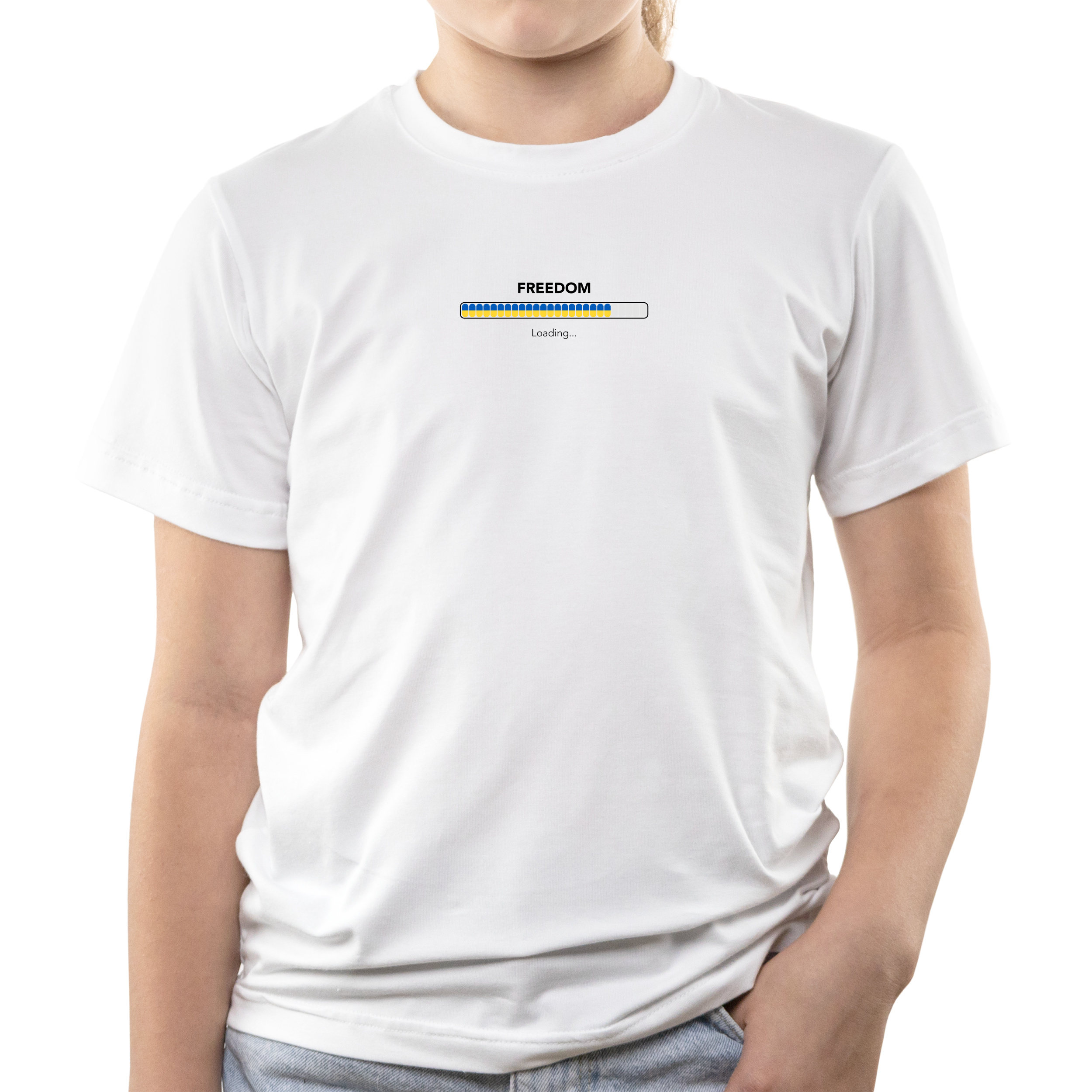Футболка детская белая хлопок/эластан Freedom loading 122 - фото 1 - Футболки