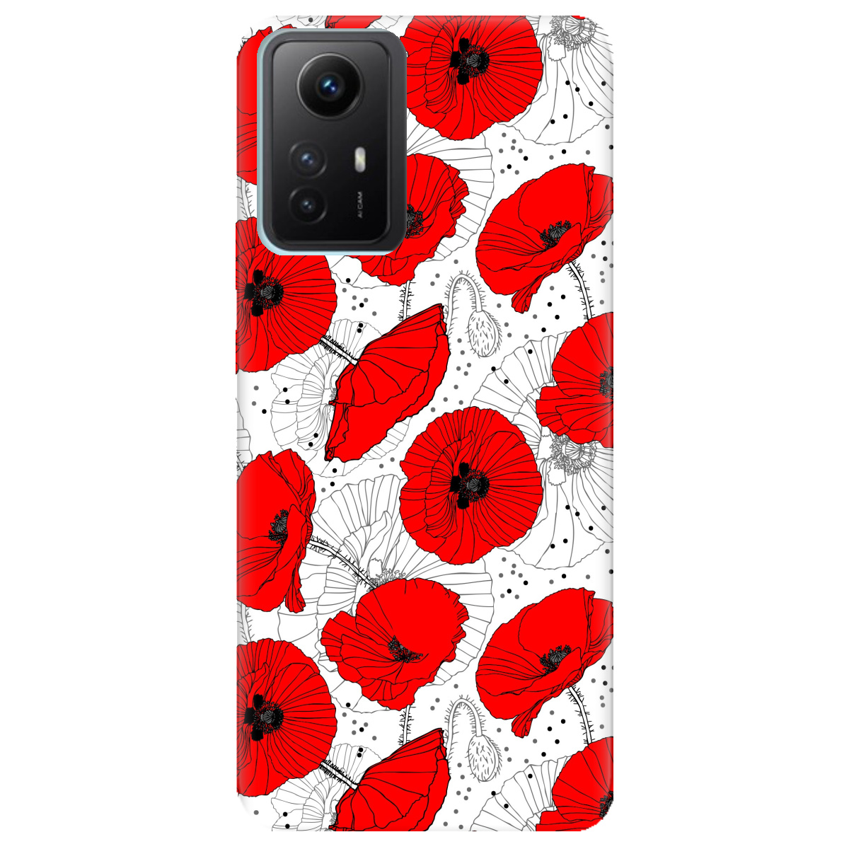 Чохол для Xiaomi Redmi Note 12s Red flower - фото 1 Чохол для Xiaomi Redmi Note 12s Red flower - фото 1 - Чохли для телефонів