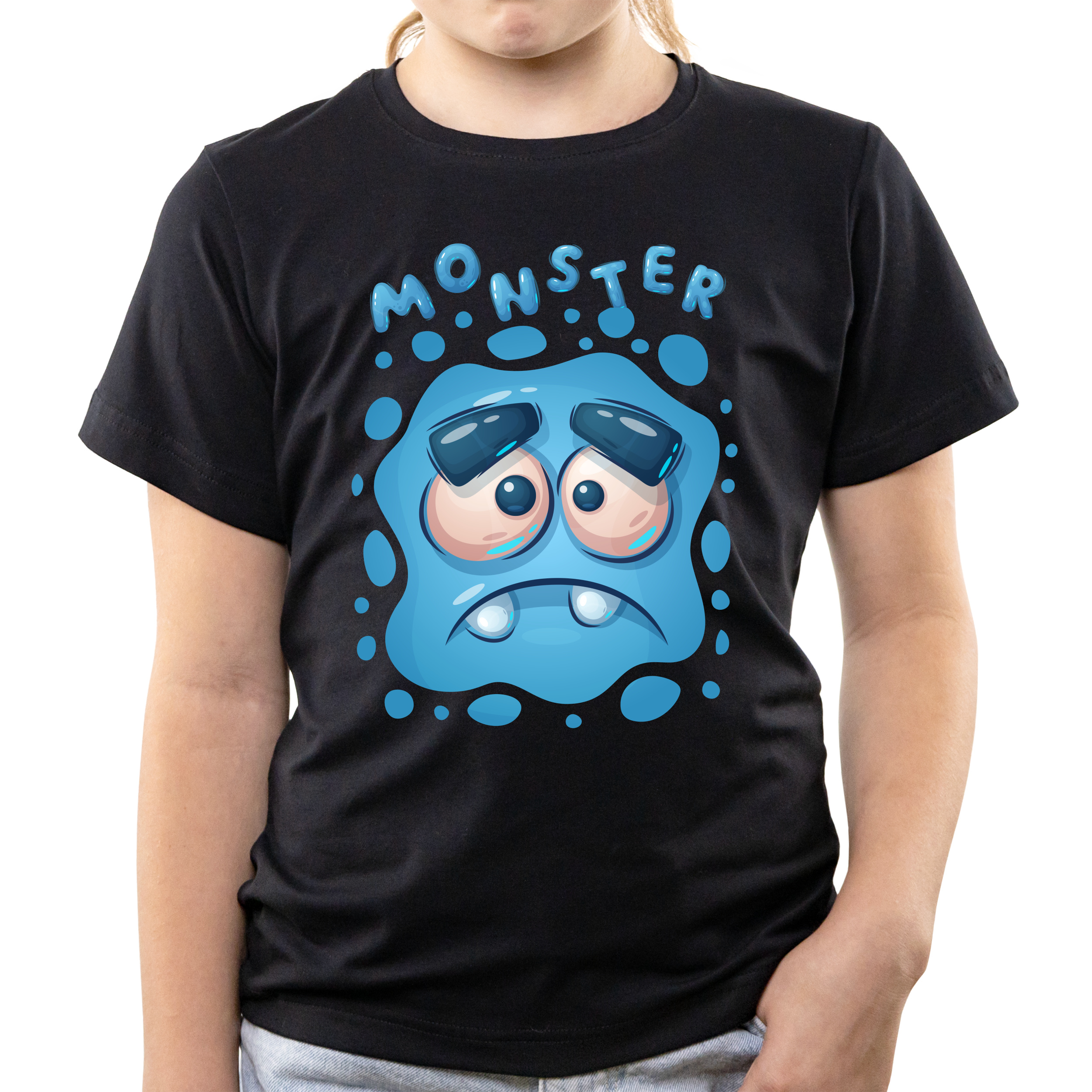 Футболка дитяча чорна бавовна/еластан Monster 110 - фото 1 - Футболки