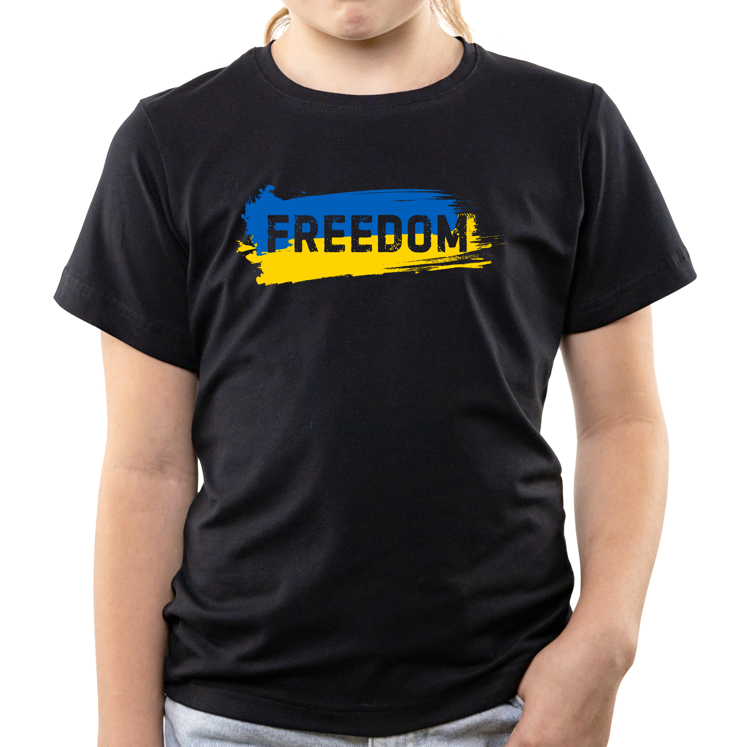 Футболка детская чёрная хлопок/эластан Freedom 110 - фото 1 - Футболки