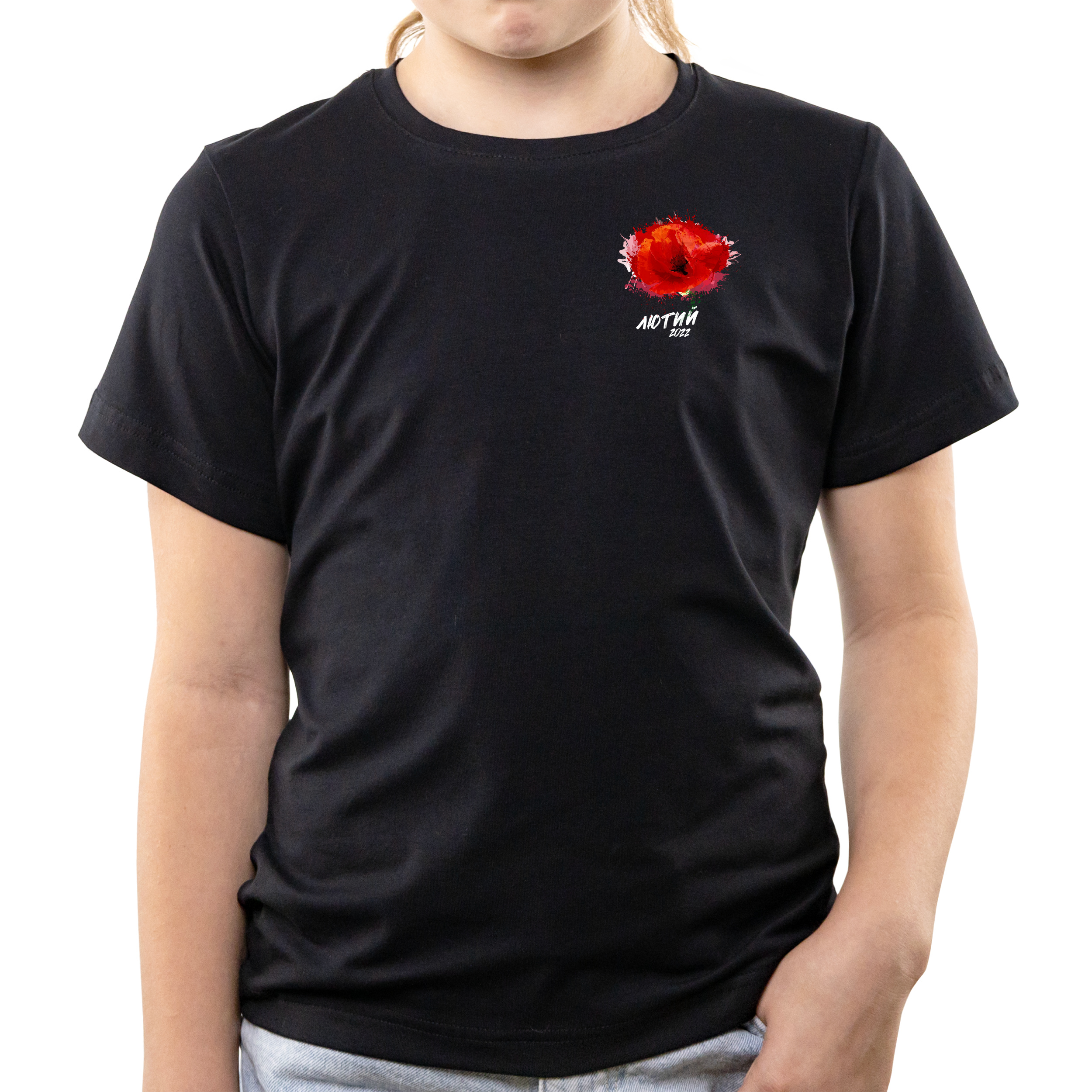 Футболка детская чёрная хлопок/эластан Лютий 2022 152 - фото 1 - Футболки