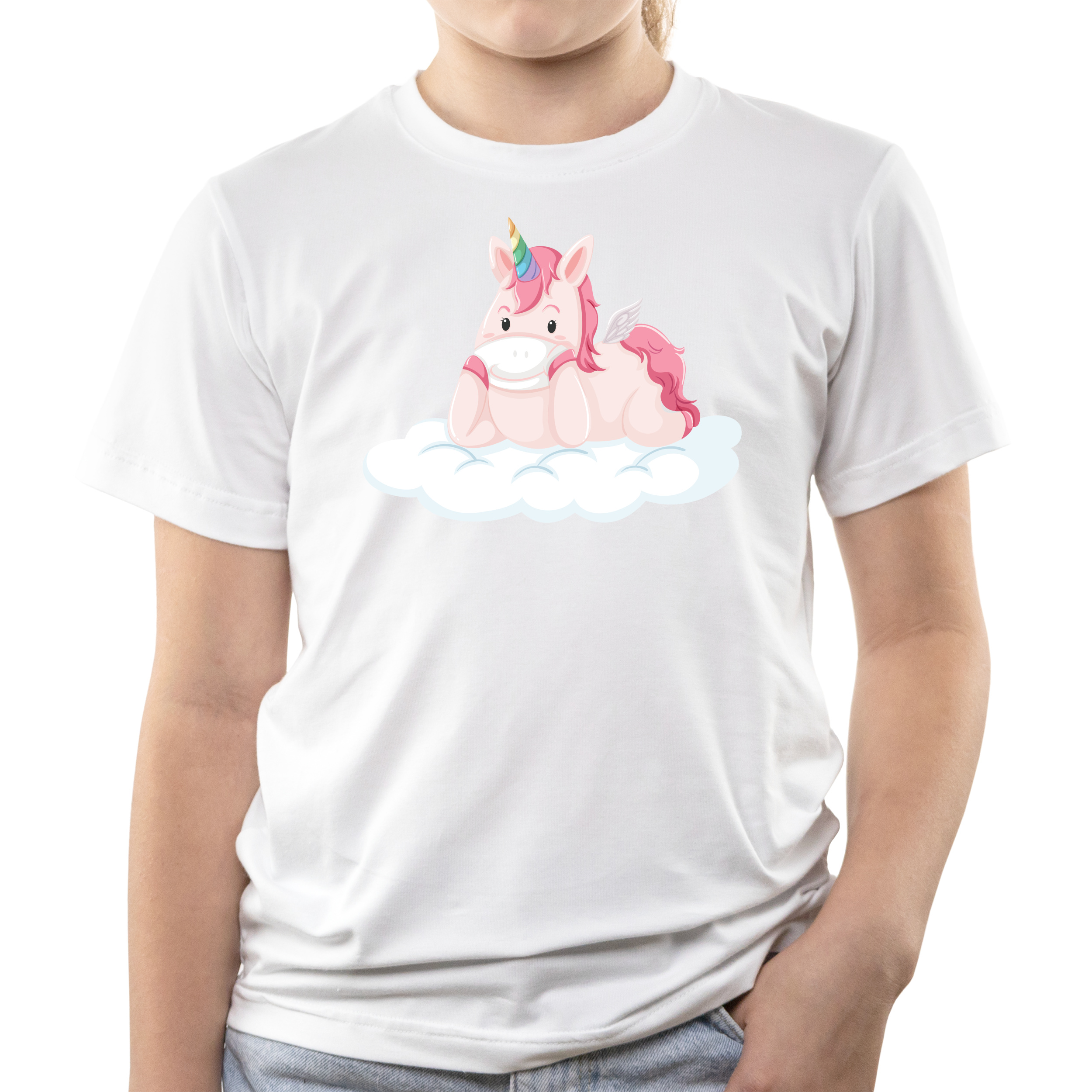 Футболка дитяча біла бавовна/еластан Unicorn 158 - фото 1 - Футболки