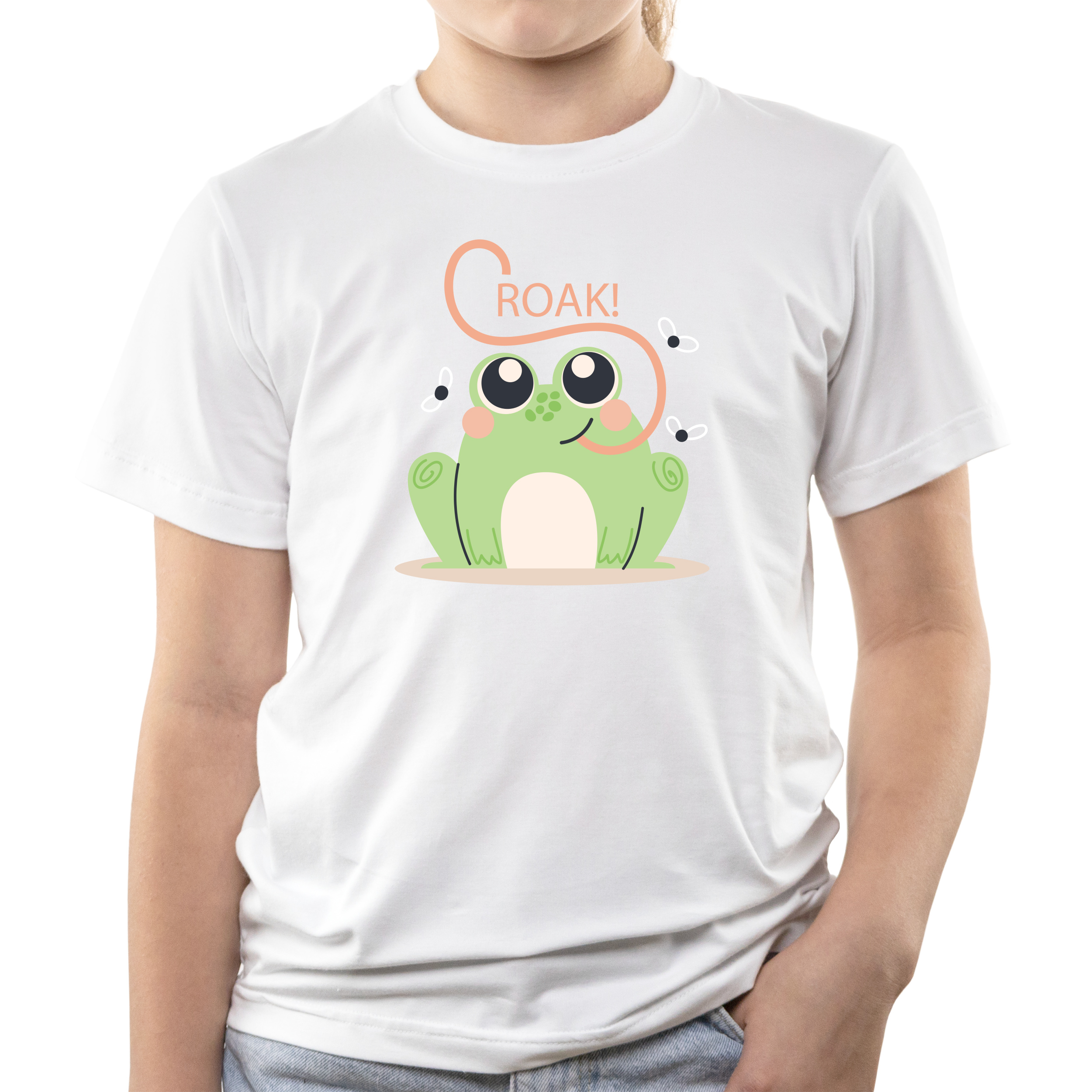 Футболка дитяча біла бавовна/еластан Croak 140 - фото 1 - Футболки