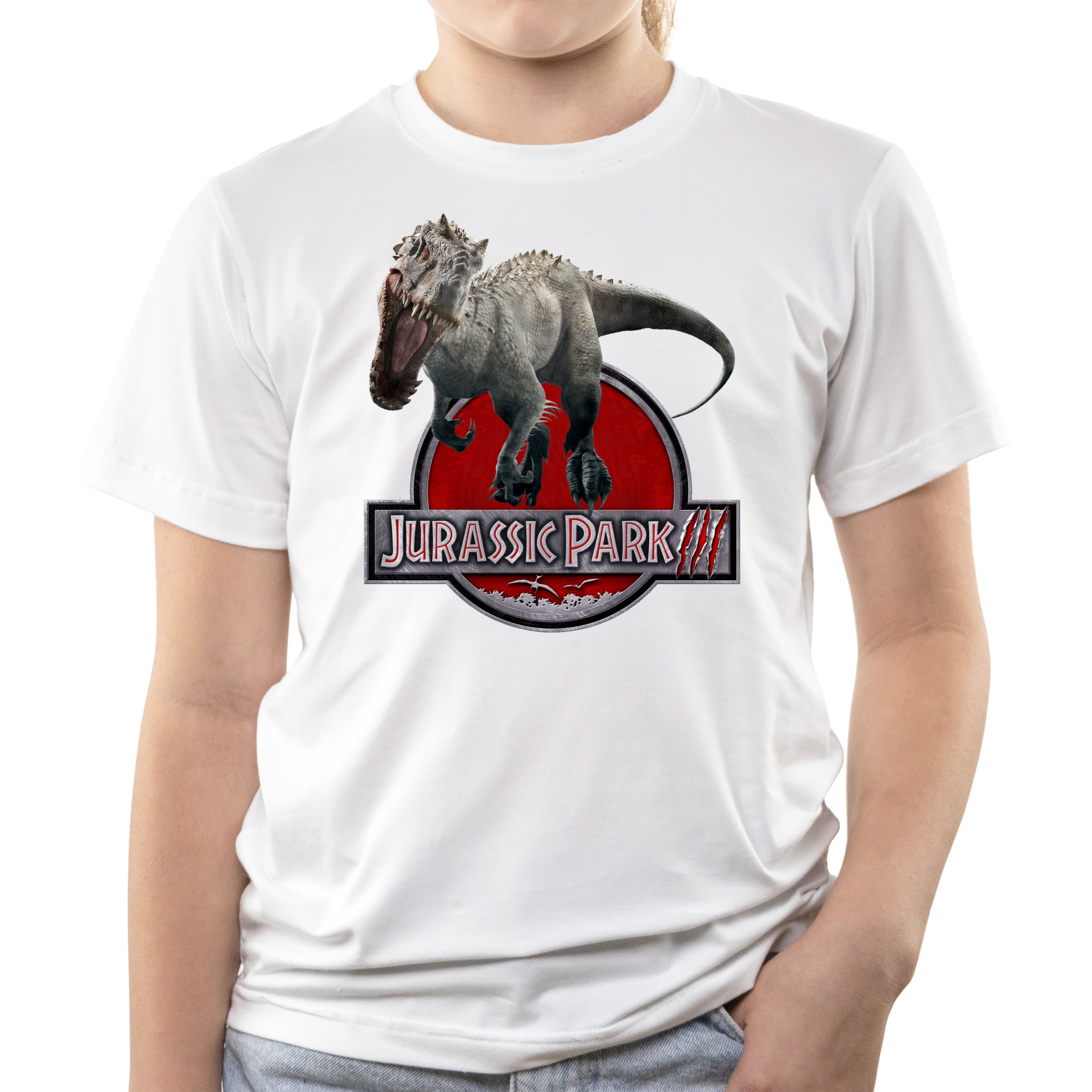 Футболка дитяча біла бавовна/еластан Jurassic Park 152 - фото 1 - Футболки