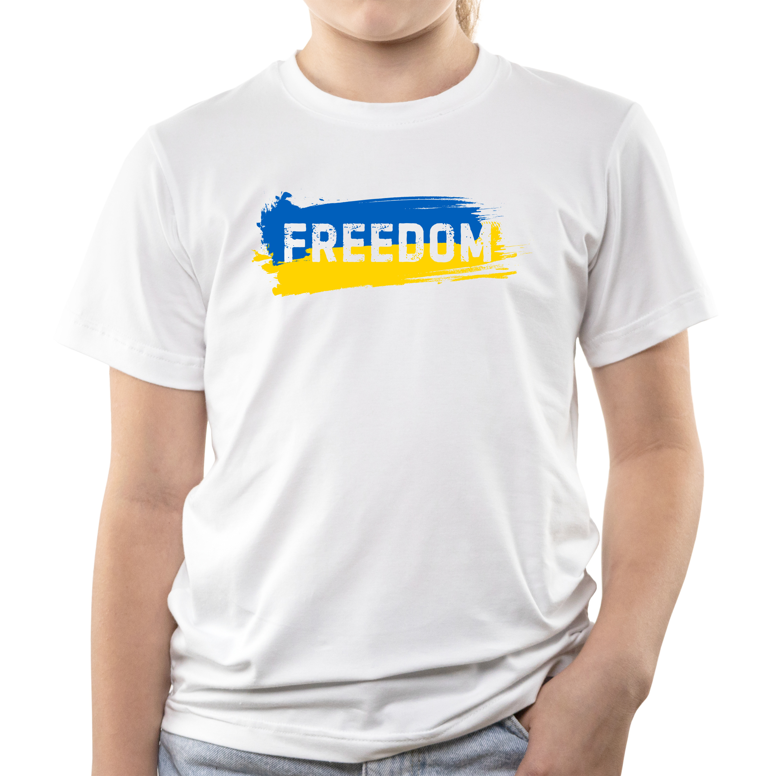 Футболка детская белая хлопок/эластан Freedom 164 - фото 1 Футболка детская белая хлопок/эластан Freedom 164 - фото 1 - Футболки