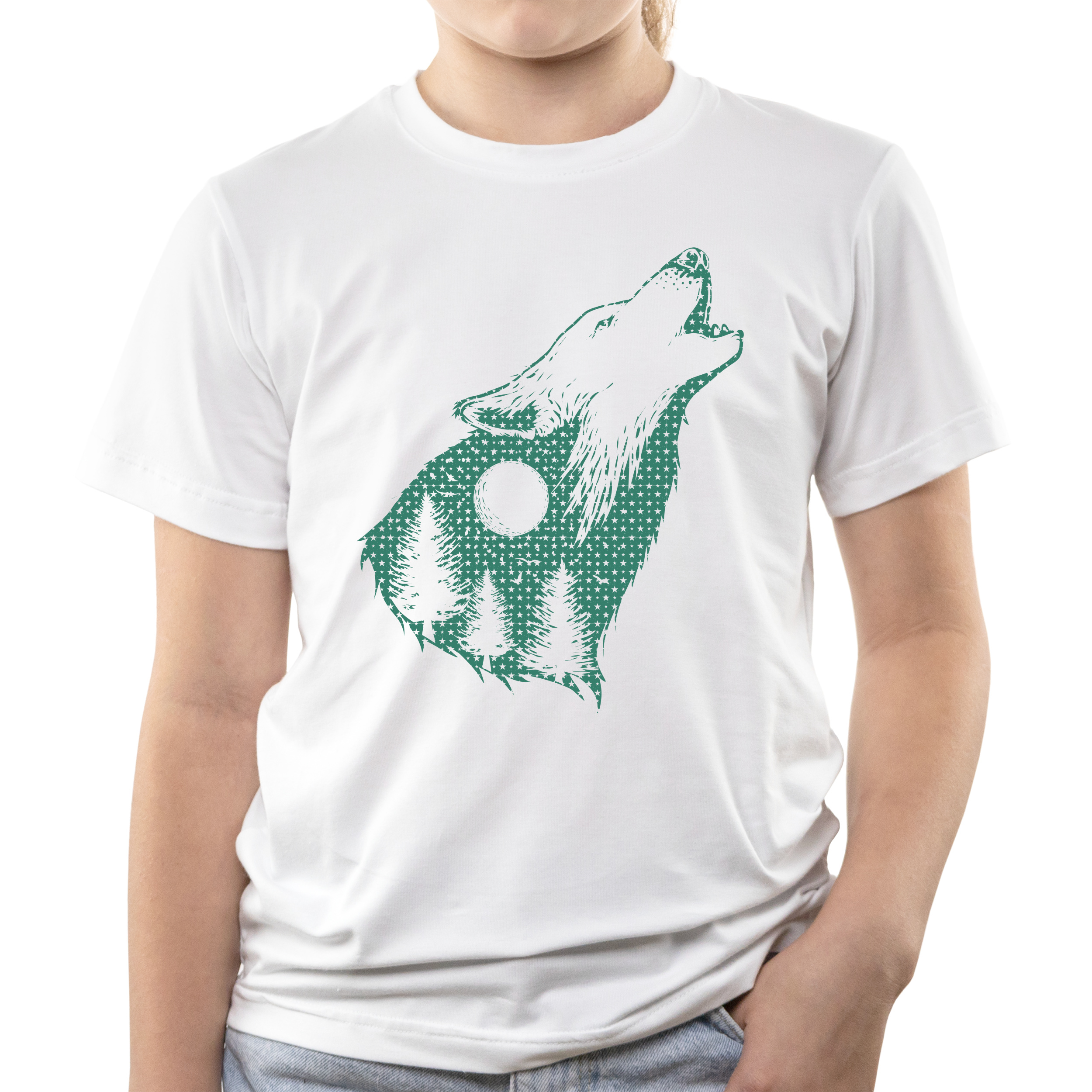 Футболка детская белая хлопок/эластан Night wolf 110 - фото 1 - Футболки