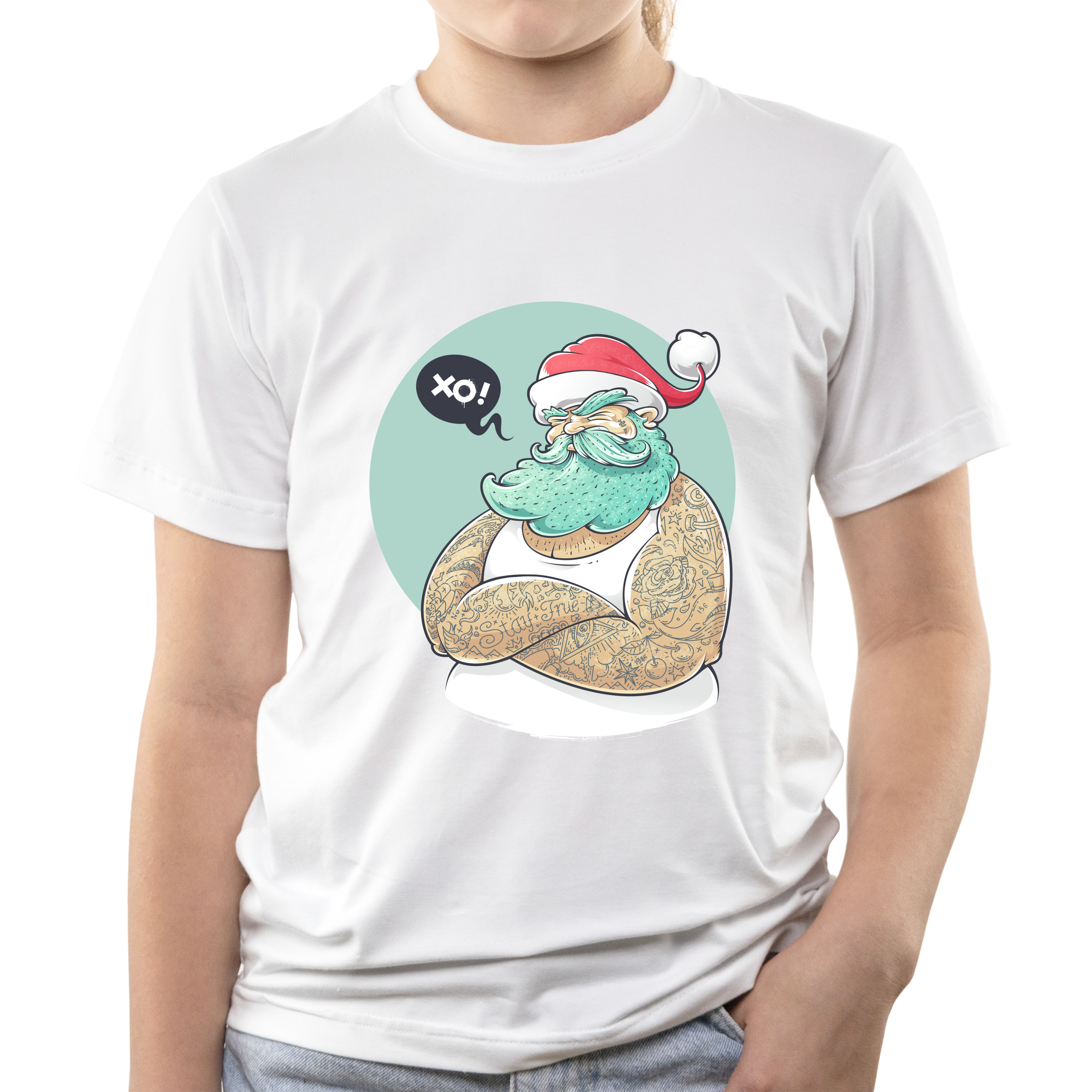 Футболка дитяча біла бавовна/еластан Angry santa 152 - фото 1 Футболка дитяча біла бавовна/еластан Angry santa 152 - фото 1 - Футболки