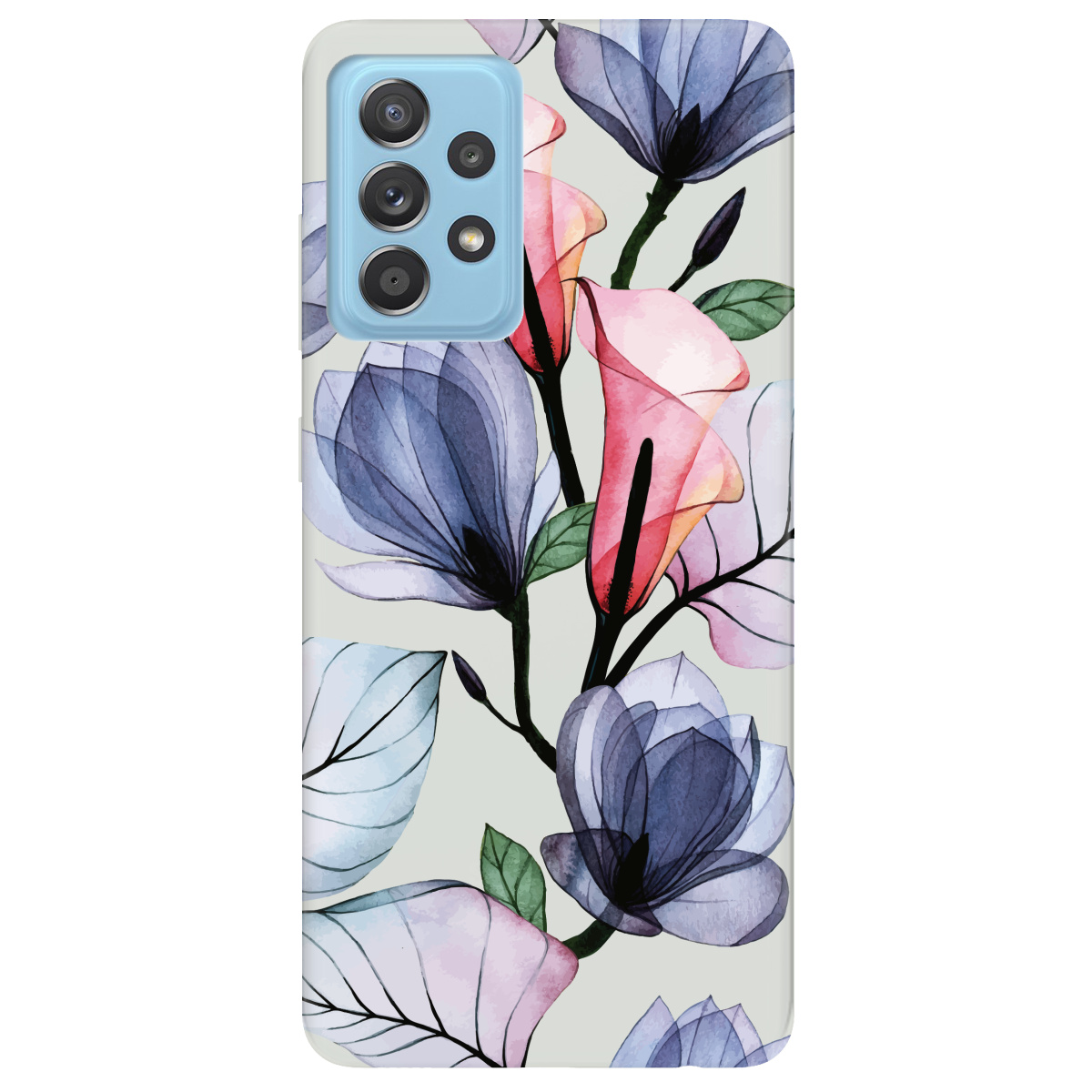 Чохол для Samsung Galaxy А52 напівпрозорий матовий soft touch Tropical flowers - фото 1 - Чохли для телефонів