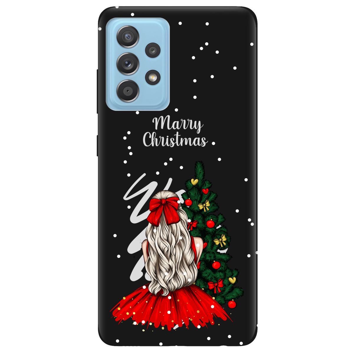 Чохол для Samsung Galaxy А52 чорний матовий soft touch Beautiful christmas - фото 1 - Чохли для телефонів