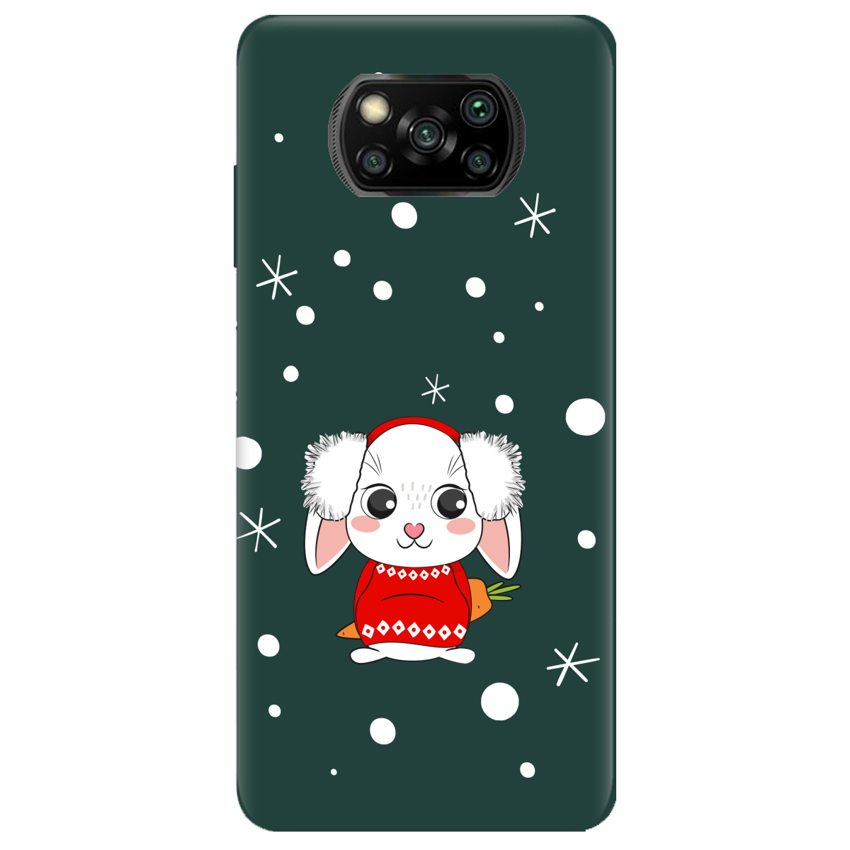 Чохол для Xiaomi Poco X3 темно-зелений матовий soft touch My bunny - фото 1 - Чохли для телефонів