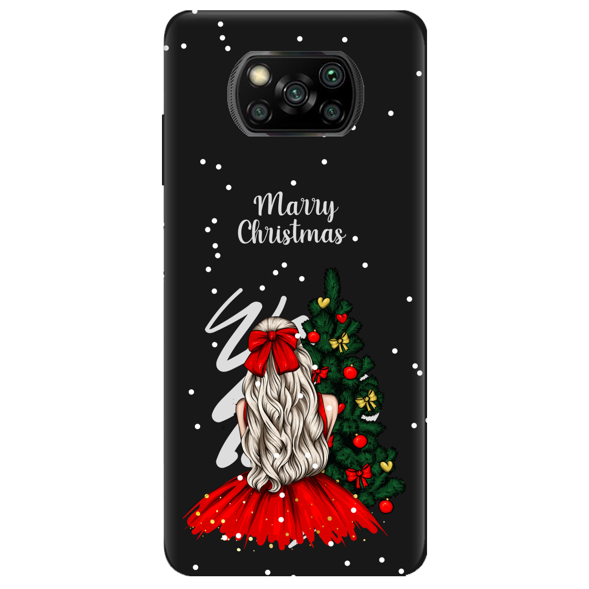 Чехол для Xiaomi Poco X3 Pro черный матовый soft touch Beautiful christmas - фото 1 - Чехлы для телефонов