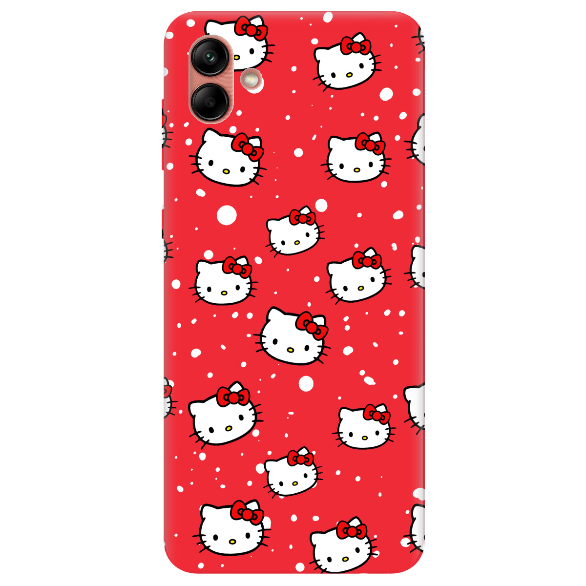 Чехол для Samsung Galaxy A04 ярко-красный матовый soft touch Hello Kitty - фото 1 - Чехлы для телефонов
