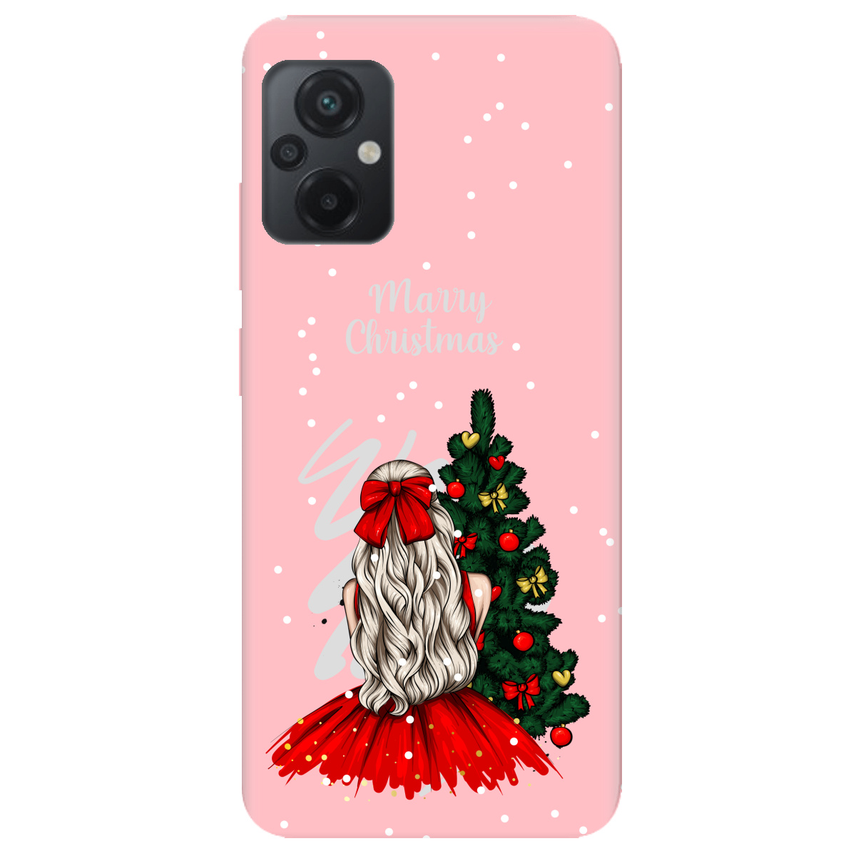 Чохол для Xiaomi Poco M5 ніжно-рожевий матовий soft touch Beautiful christmas - фото 1 - Чохли для телефонів