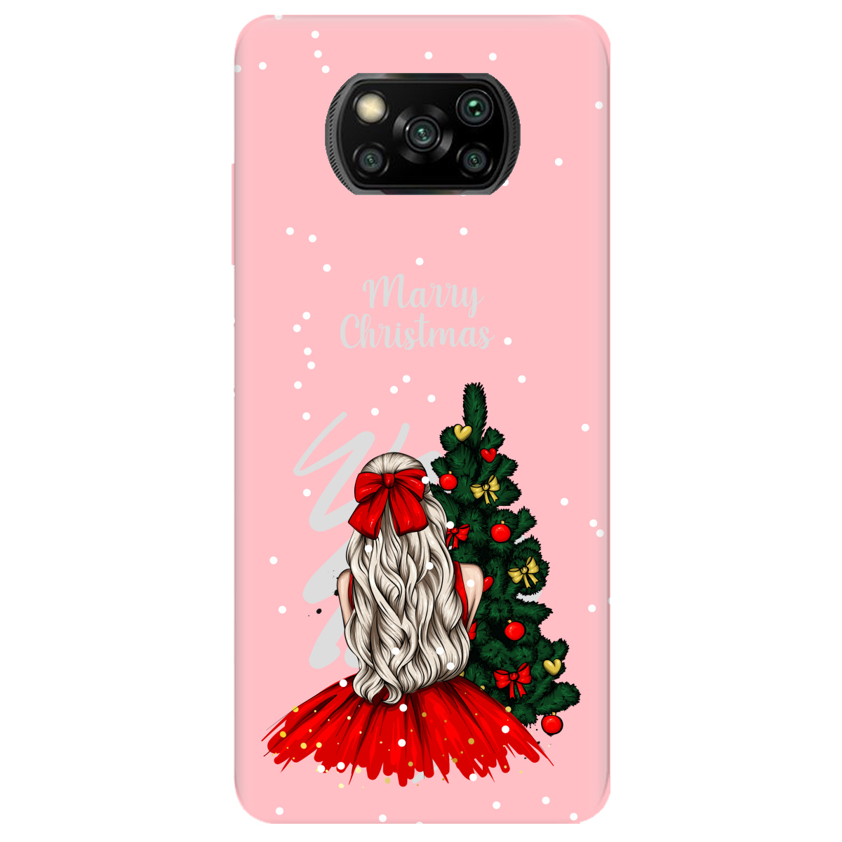 Чохол для Xiaomi Poco X3 ніжно-рожевий матовий soft touch Beautiful christmas - фото 1 Чохол для Xiaomi Poco X3 ніжно-рожевий матовий soft touch Beautiful christmas - фото 1 - Чохли для телефонів
