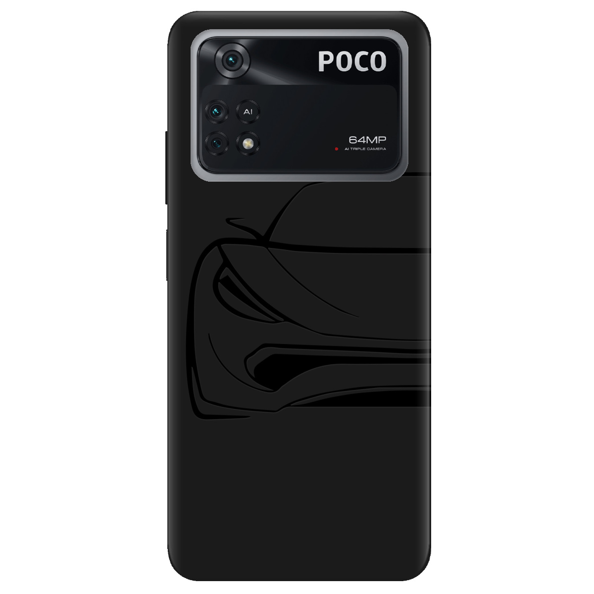 Чехол для Xiaomi Poco M4 Pro 4G черный матовый soft touch Sport Car - фото 1 - Чехлы для телефонов