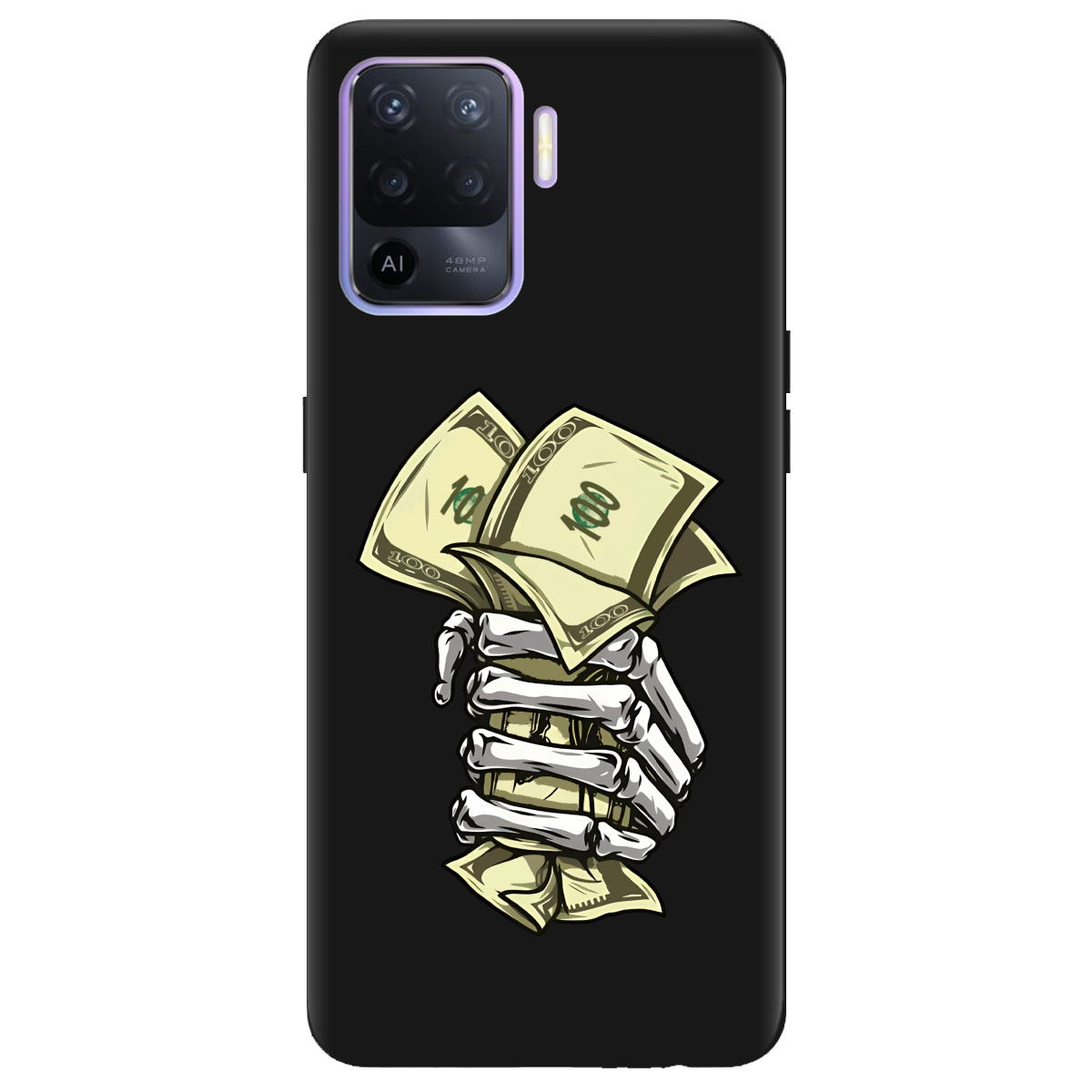 Чехол для Oppo Reno 5 Lite черный матовый soft touch Загашник - фото 1 - Чехлы для телефонов