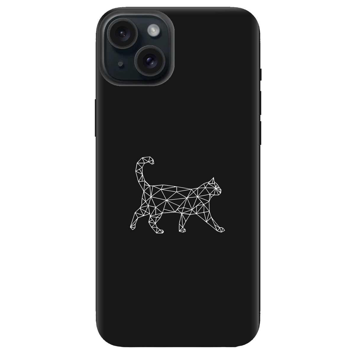 Чохол для Apple iPhone 15 Plus чорний матовий soft touch White cat - фото 1 - Чохли для телефонів