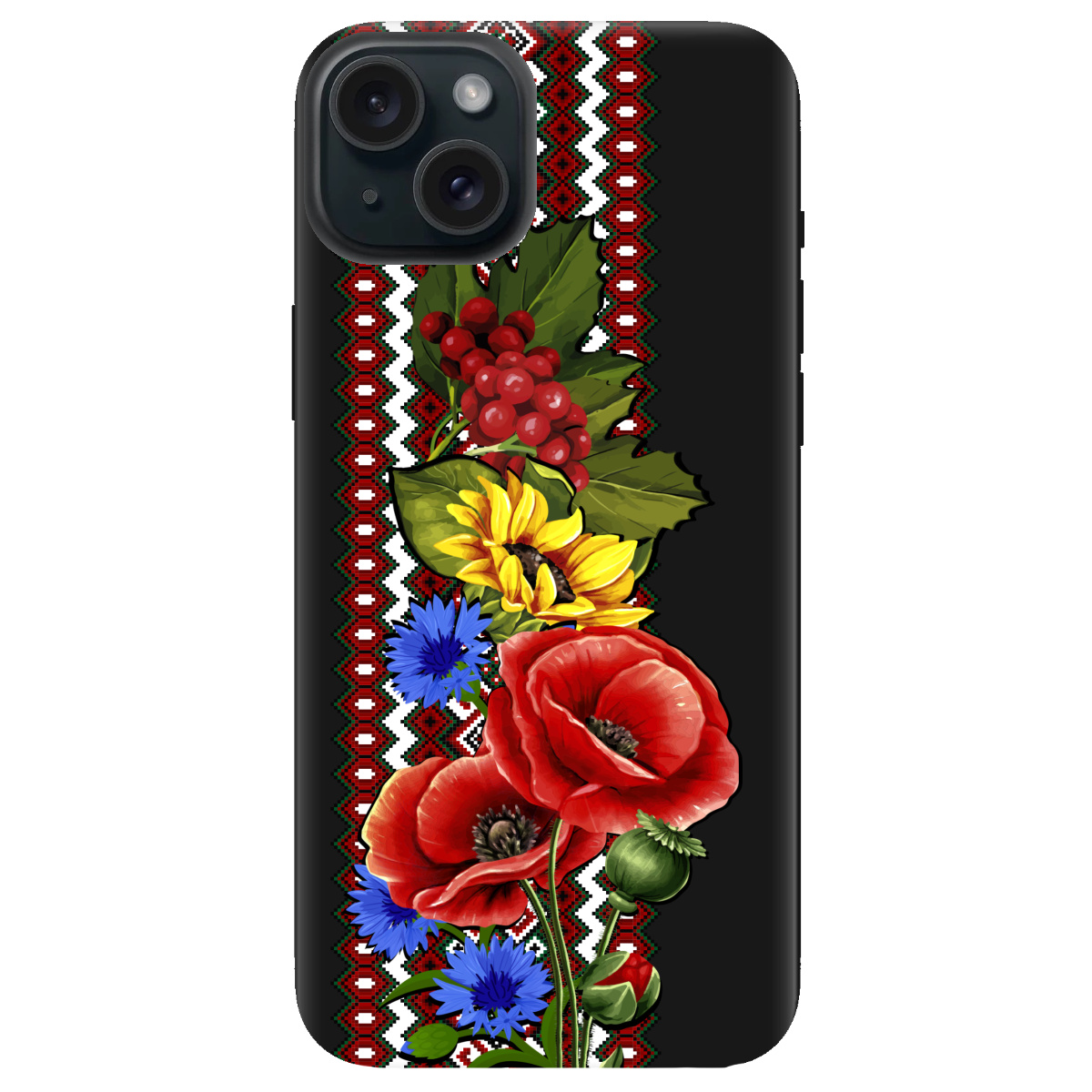Чохол для Apple iPhone 15 Plus чорний матовий soft touch Ukraine ornament - фото 1 - Чохли для телефонів