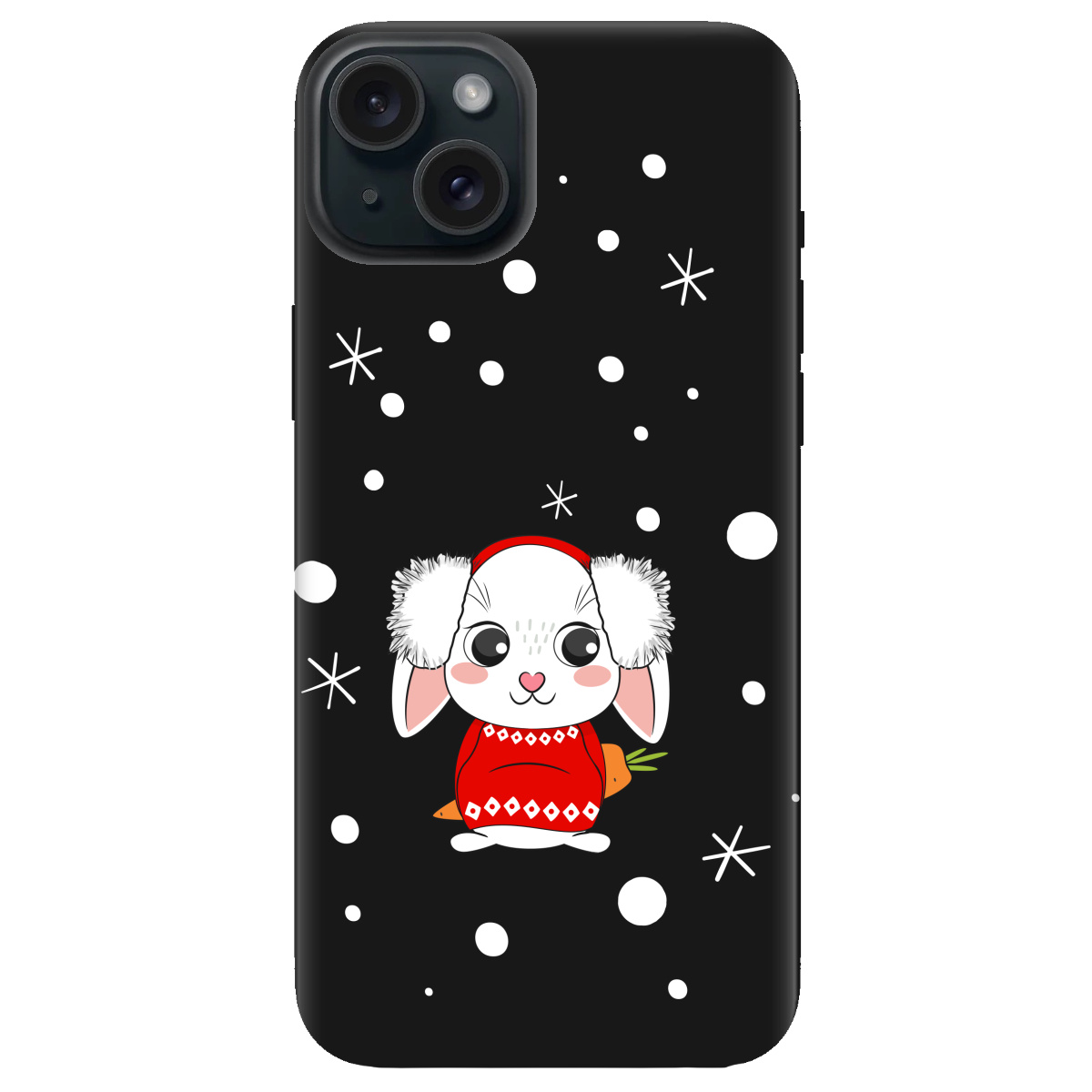 Чохол для Apple iPhone 15 Plus чорний матовий soft touch My bunny - фото 1 - Чохли для телефонів