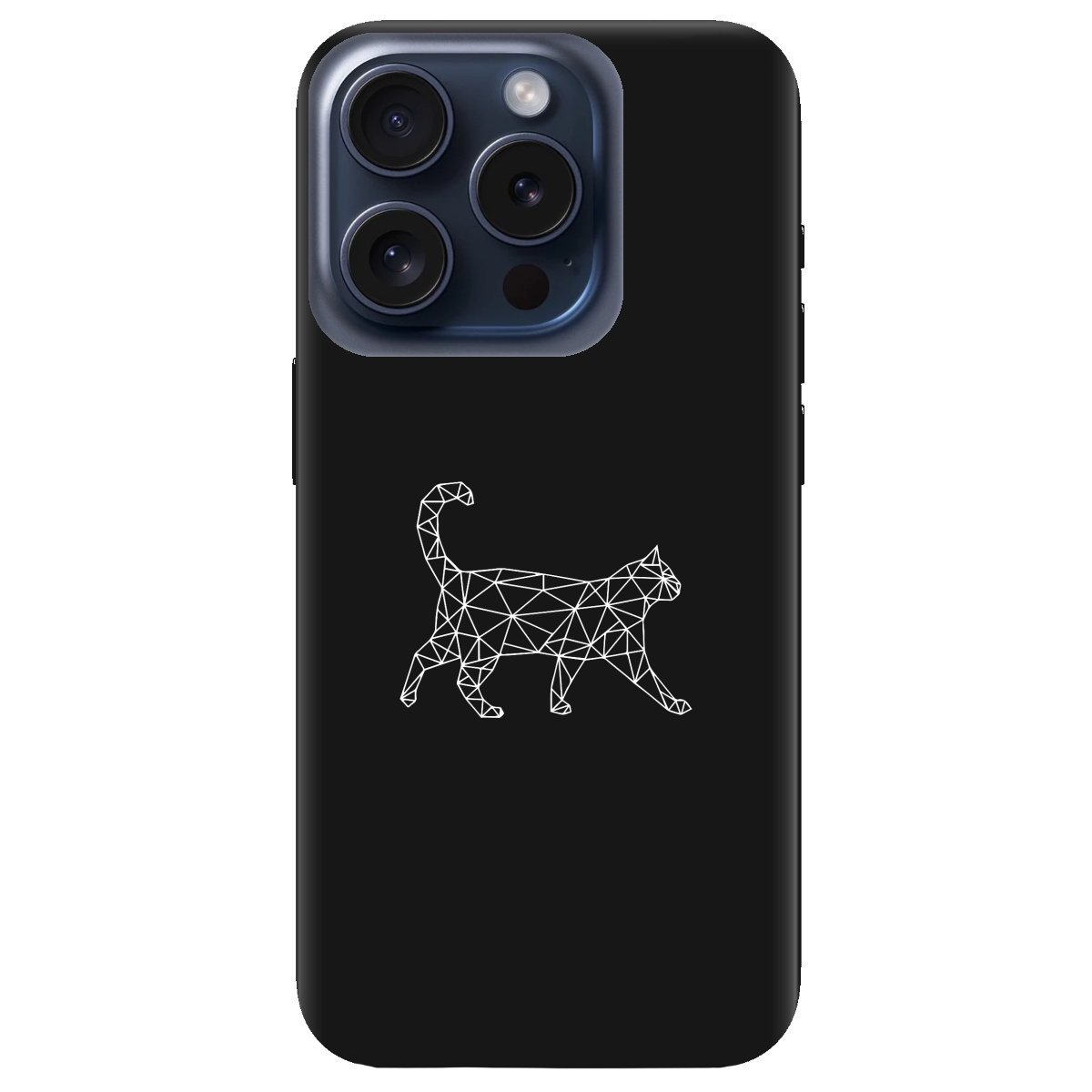 Чохол для Apple iPhone 15 Pro чорний матовий soft touch White cat - фото 1 - Чохли для телефонів