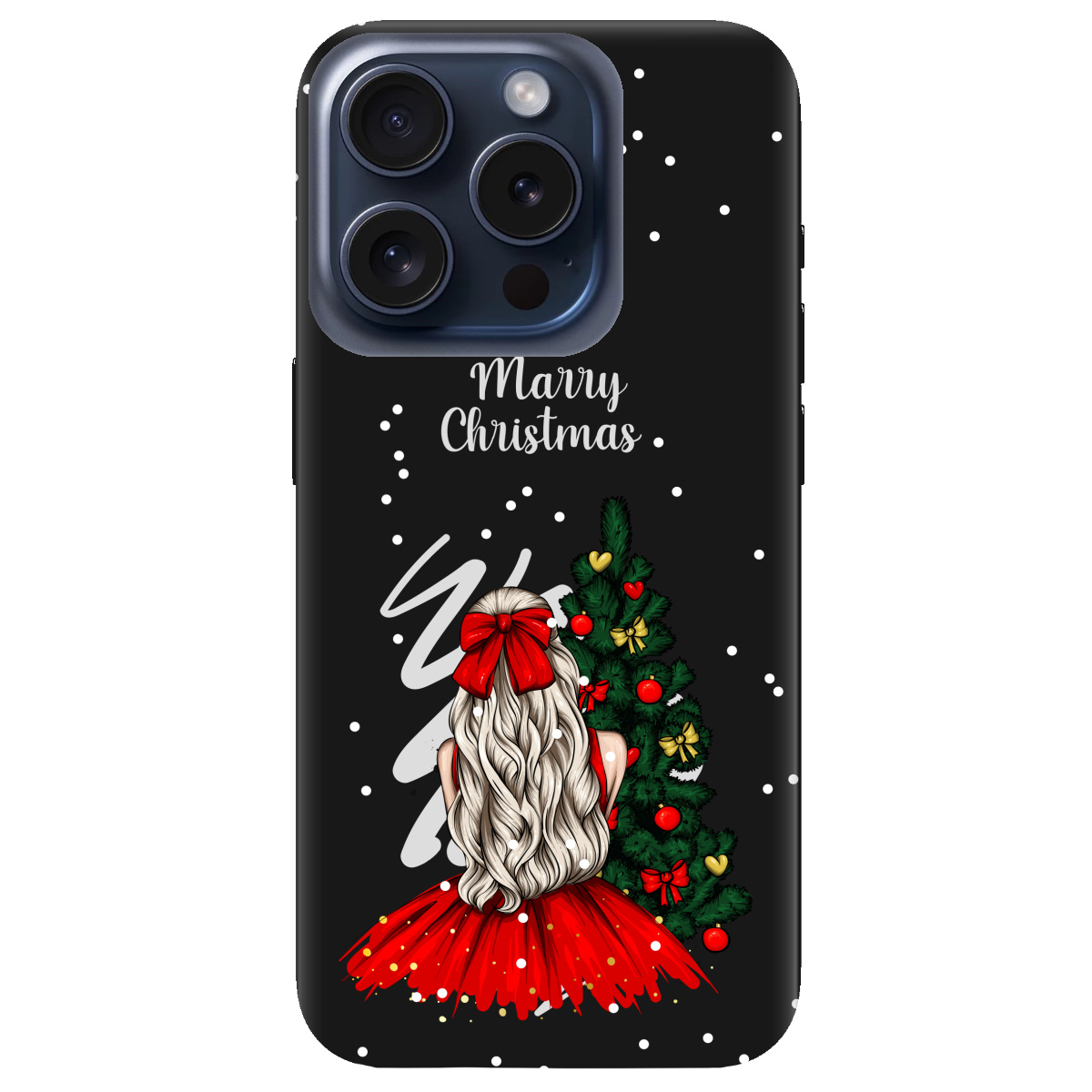 Чохол для Apple iPhone 15 Pro Max чорний матовий soft touch Beautiful christmas - фото 1 Чохол для Apple iPhone 15 Pro Max чорний матовий soft touch Beautiful christmas - фото 1 - Чохли для телефонів