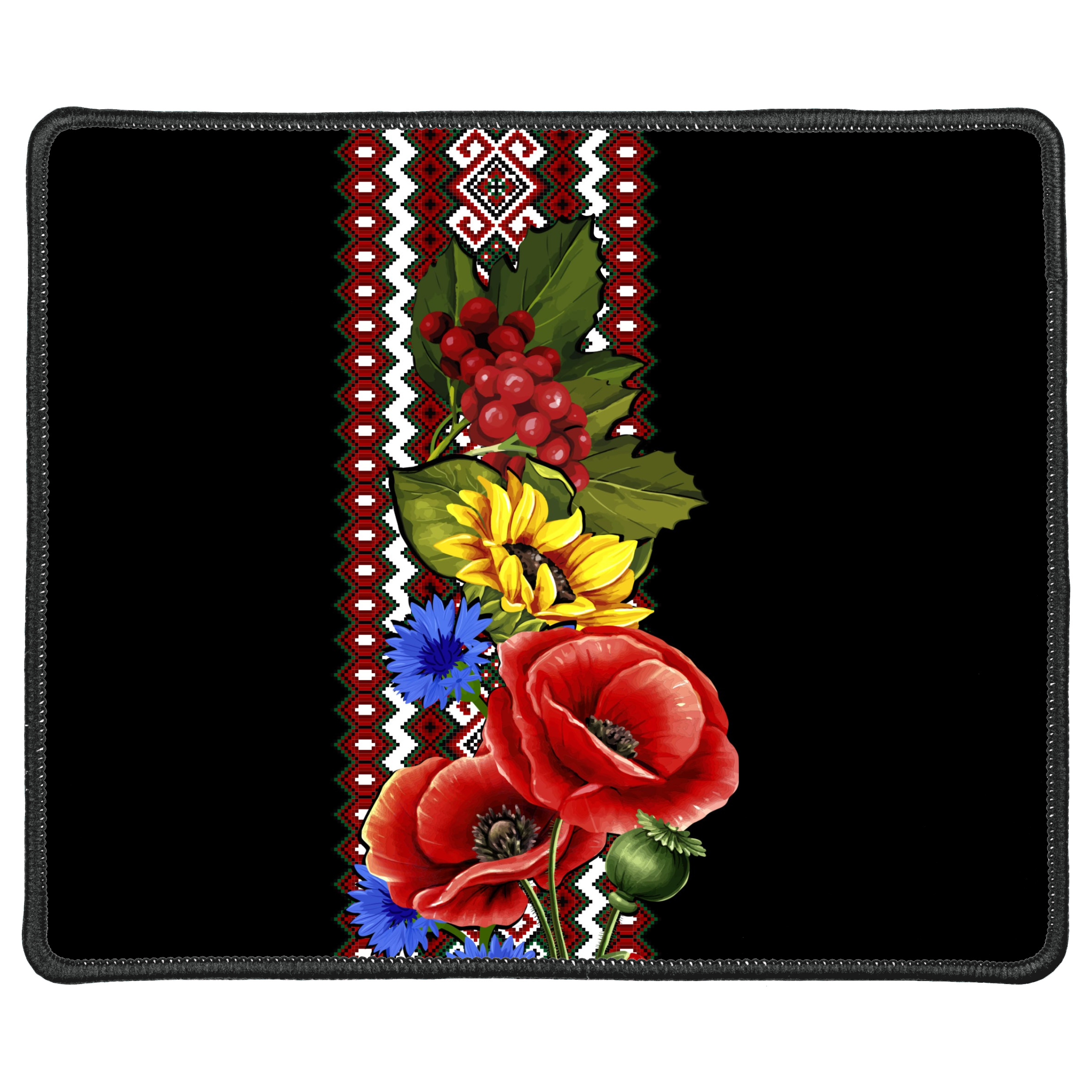 Коврик для мыши с чёрным оверлоком (30*25 см) Ornament Ukraine - фото 1 - Коврики для мыши